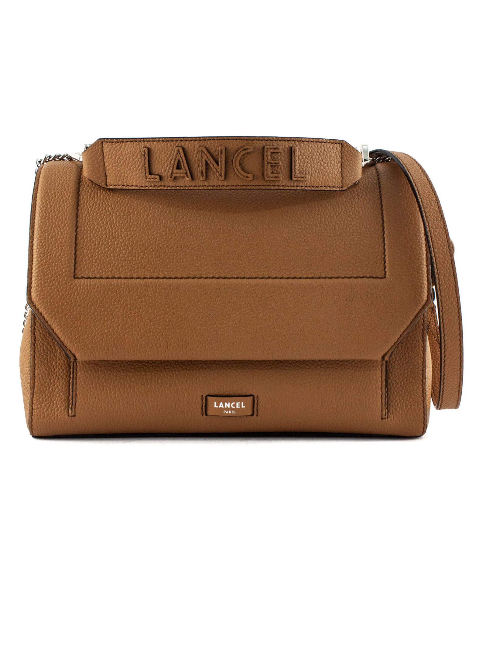 Lancel Brown Grained Cowhide Leather Shoulder Bag