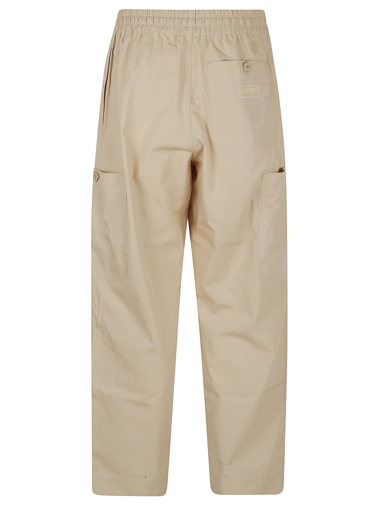 Kenzo Straight Leg Cargo Trousers Pockets In Beige