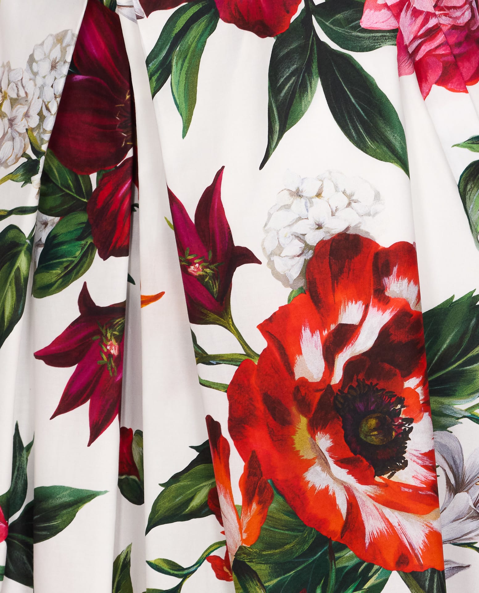 Dolce & Gabbana Flower-print Pleated Poplin Skirt In Multi