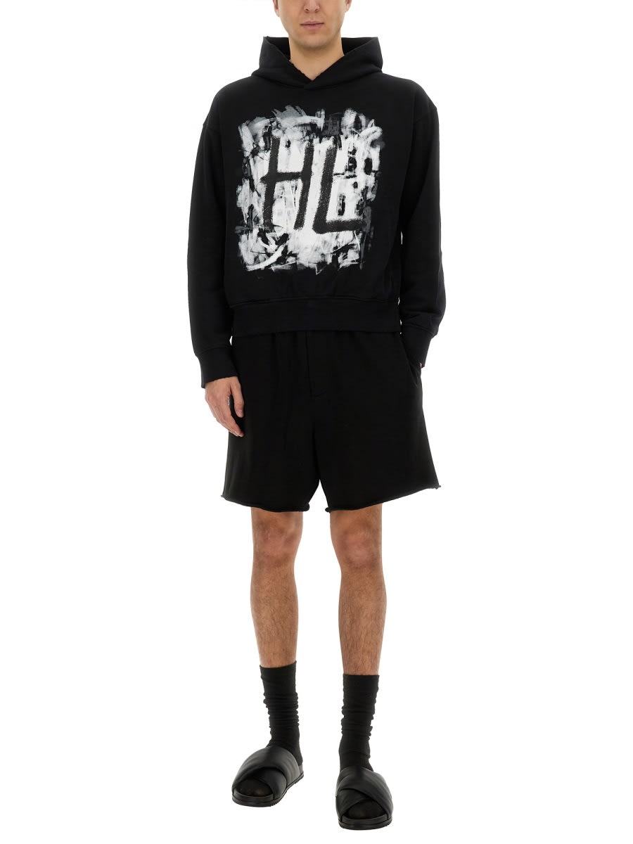 Helmut Lang Black Scribble Hoodie In Black