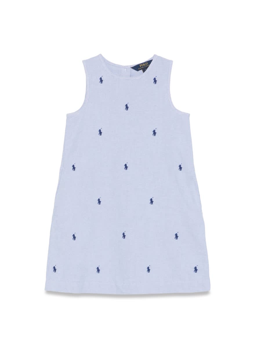 Polo Ralph Lauren Cotton Polo Pony Dress In Blue