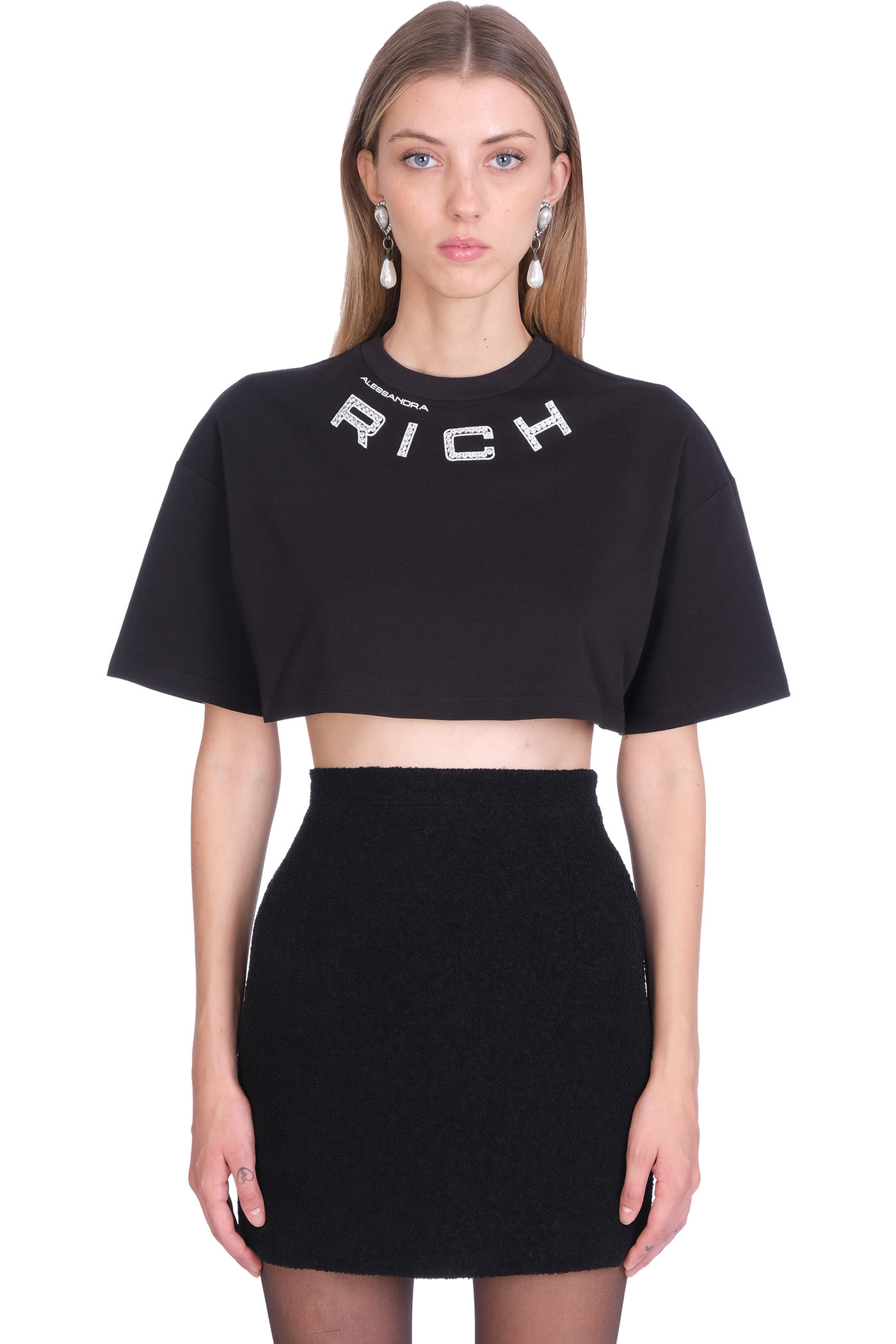 Alessandra Rich T-shirt In Black Cotton