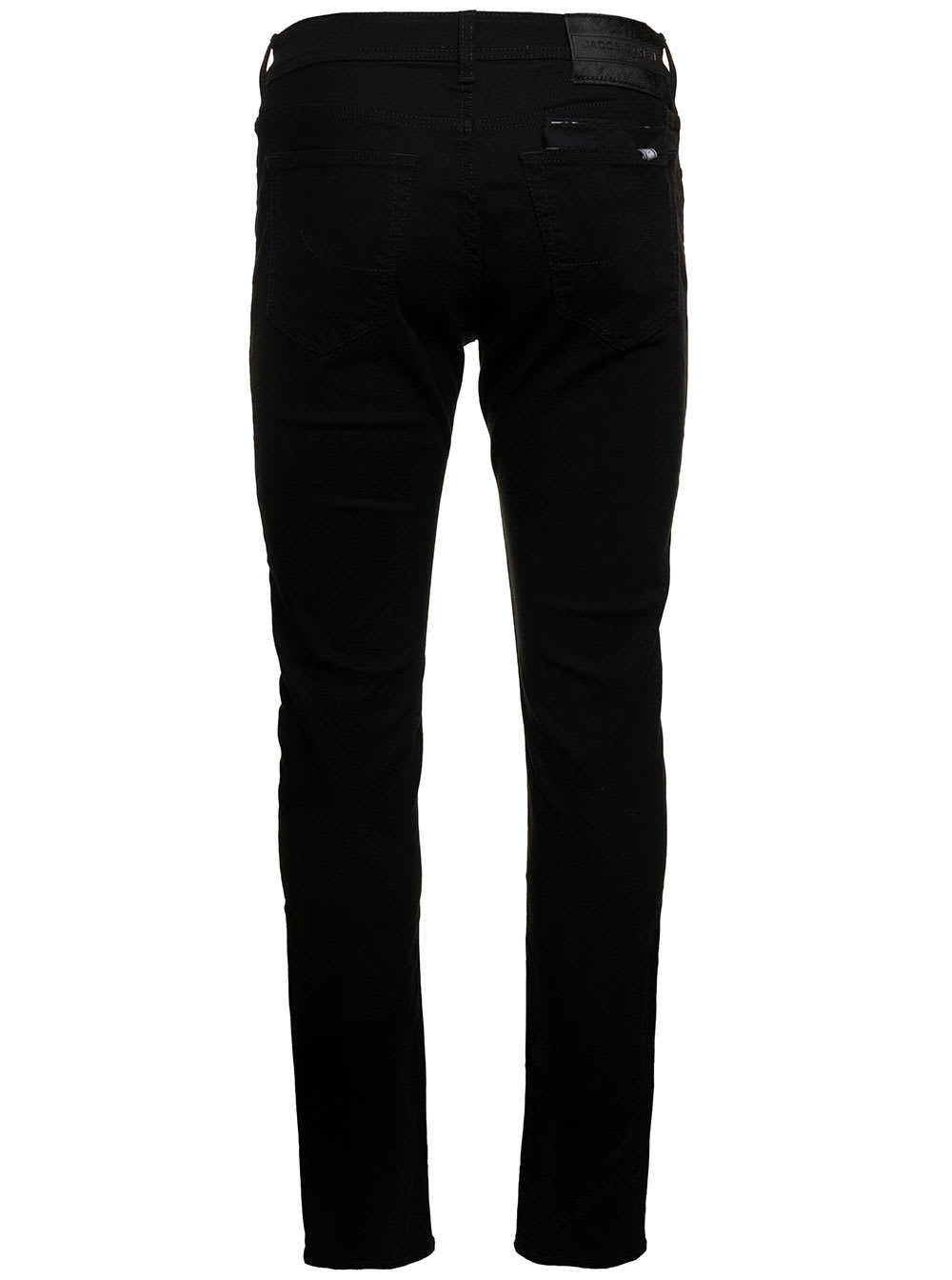JACOB COHEN BARD BLACK SLIM JEANS WITH LOGO PATCH IN COTTON BLEND DENIM MAN