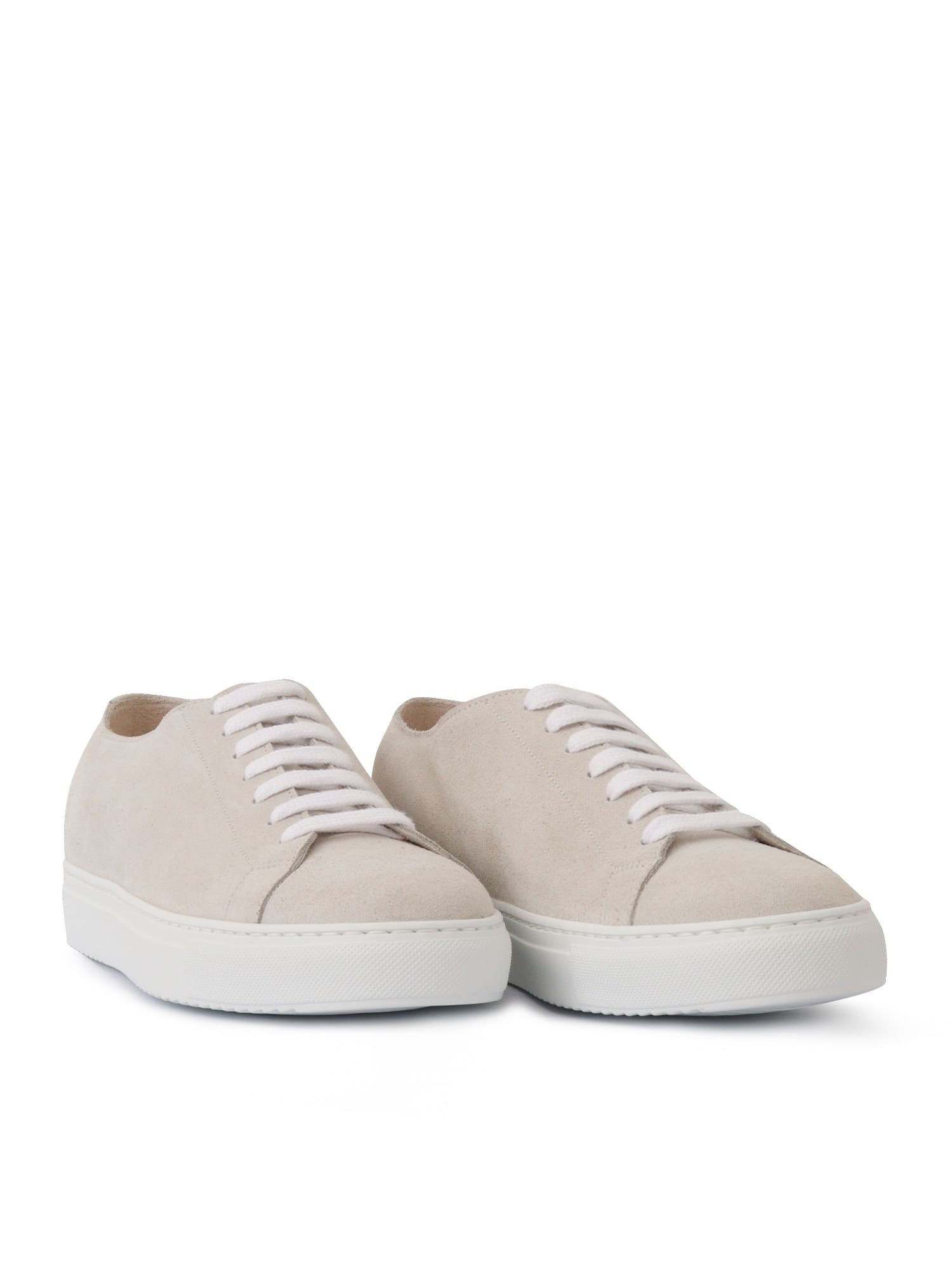 Doucal's Suede Sneakers With Clean White Sole In White