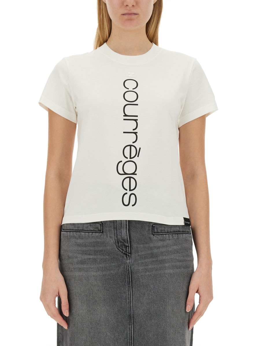 Shop Courrèges T-shirt With Logo In White