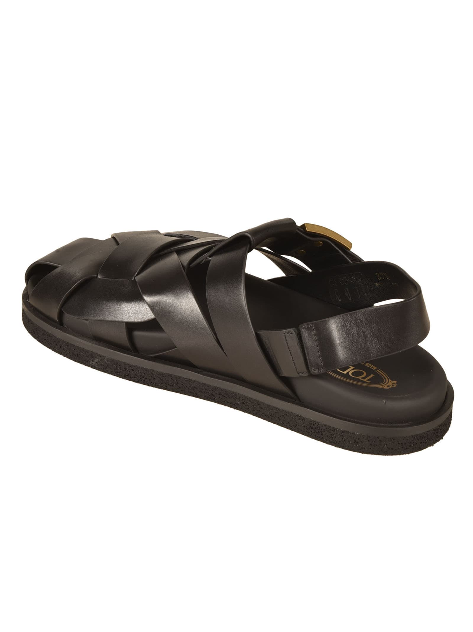 Shop Tod's Footbed 75k Slingback Sandals In Black