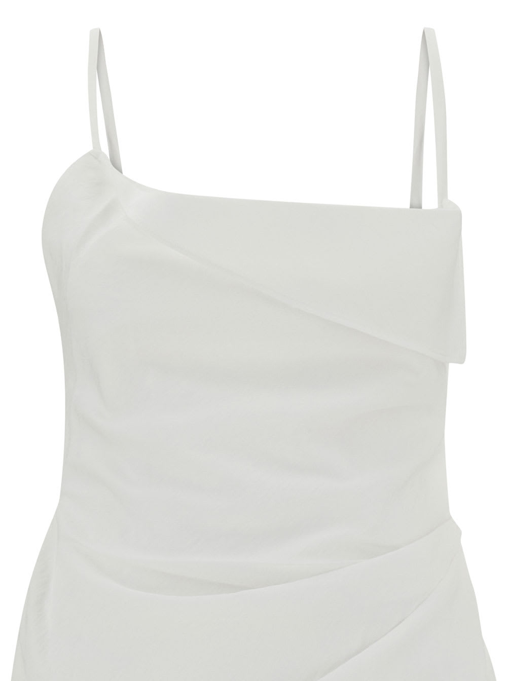 Shop Jacquemus La Robe Saudade Mini White Draped Dress In Viscose Blend Woman