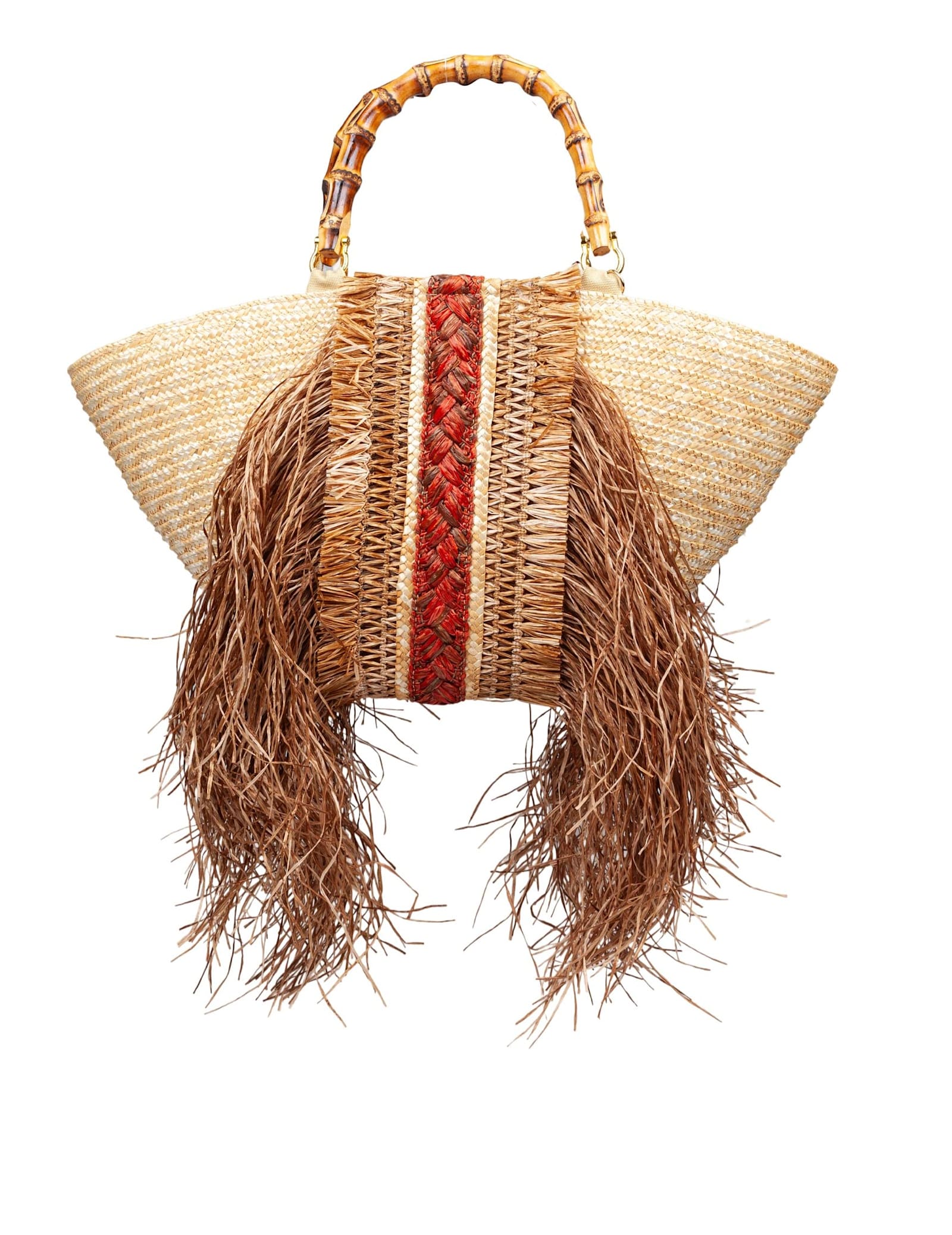 LaMilanesa Orizzonte I Straw Shopping Bag With Fringes