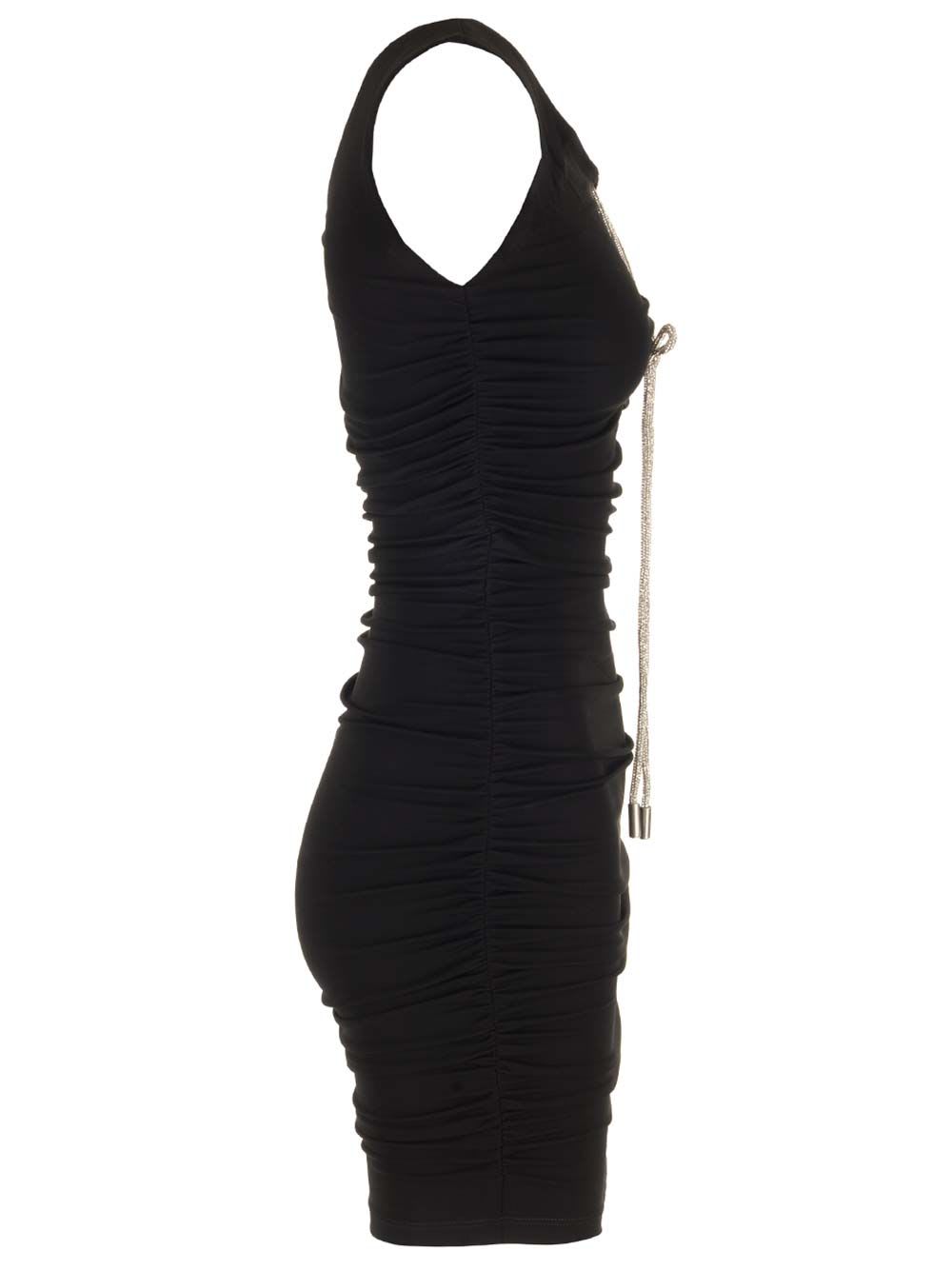 Shop Off-white Bling Crepe Mini Dress In Black