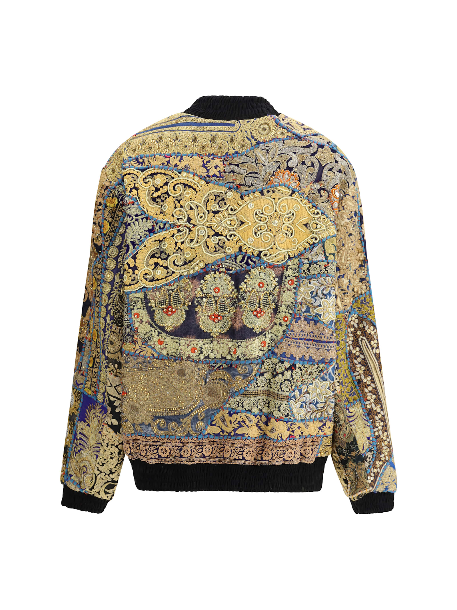 Ella Multicolored Patchwork Jacket Belted Waist In Brown