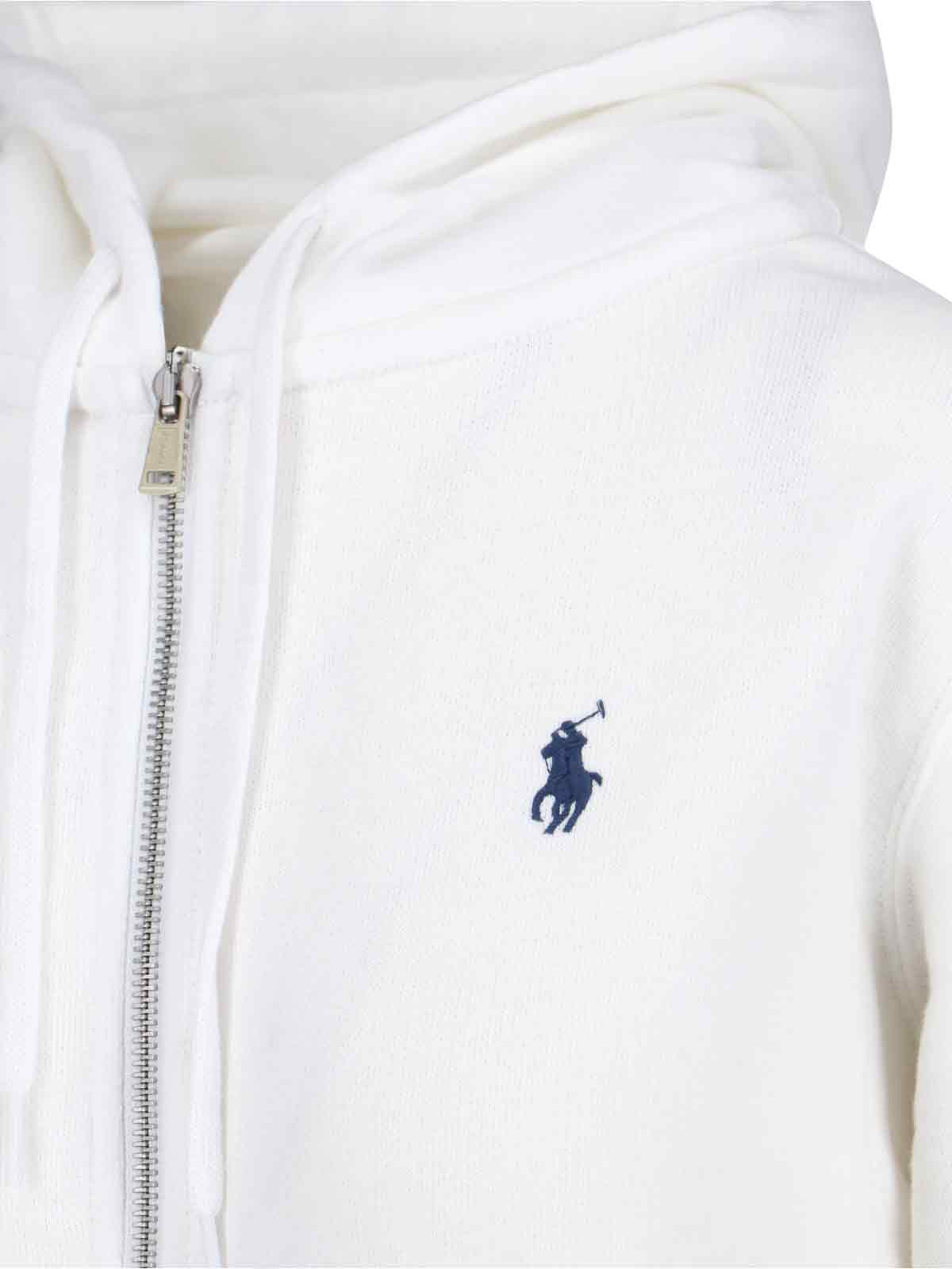 Ralph Lauren Logo Zip Sweatshirt In White