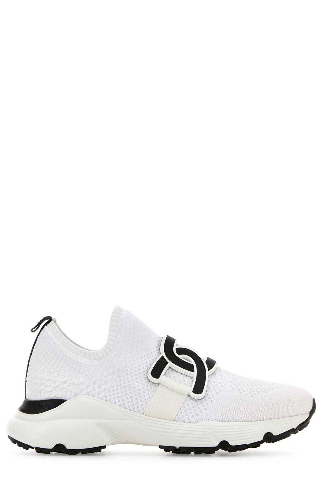 Shop Tod's Kate Knitted Slip-on Sneakers In White