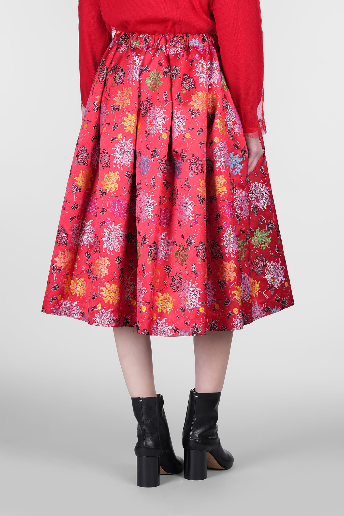 Shop Comme Des Garçons Skirt In Red Polyester