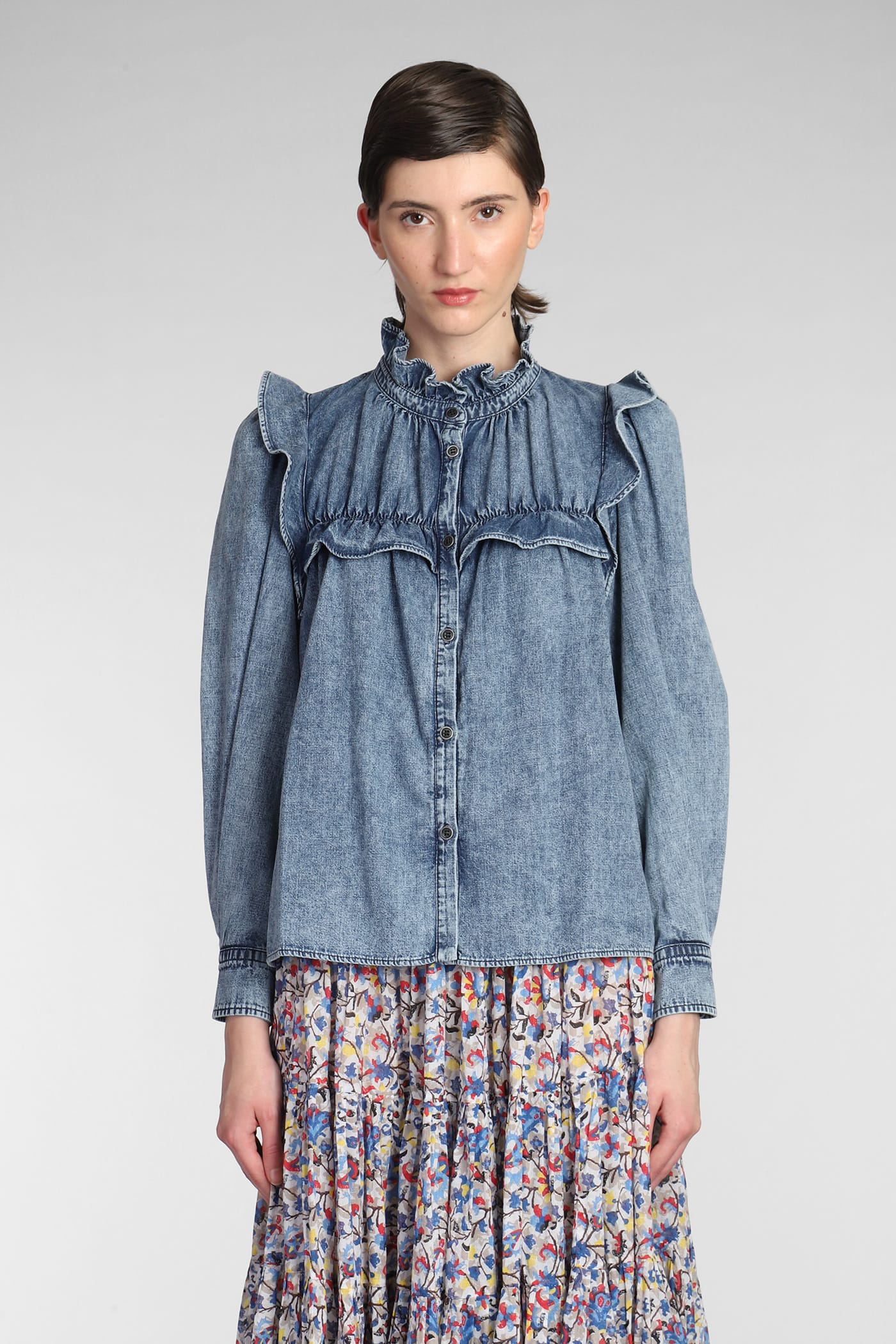 ISABEL MARANT ÉTOILE IDETY SHIRT IN CYAN DENIM