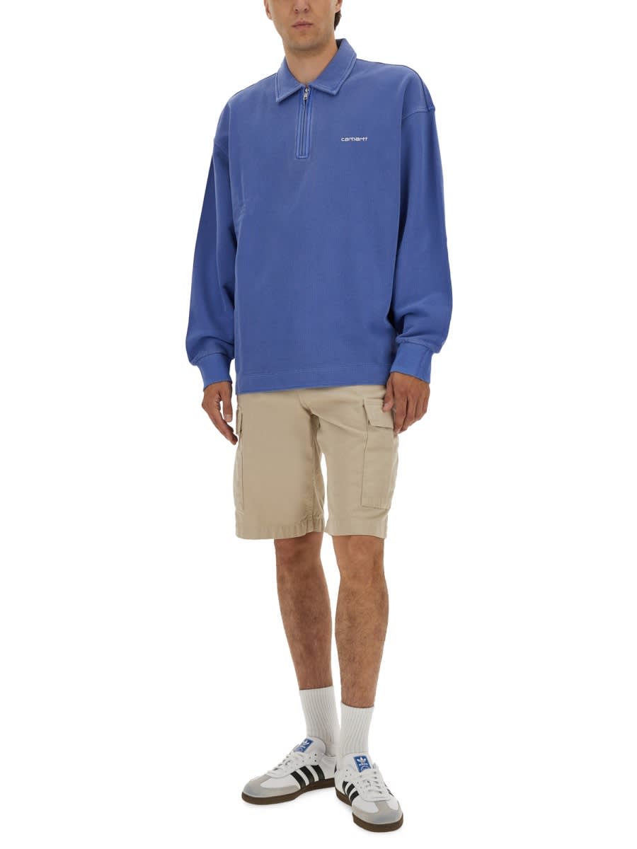 Carhartt Jersey Piquescript In Blue