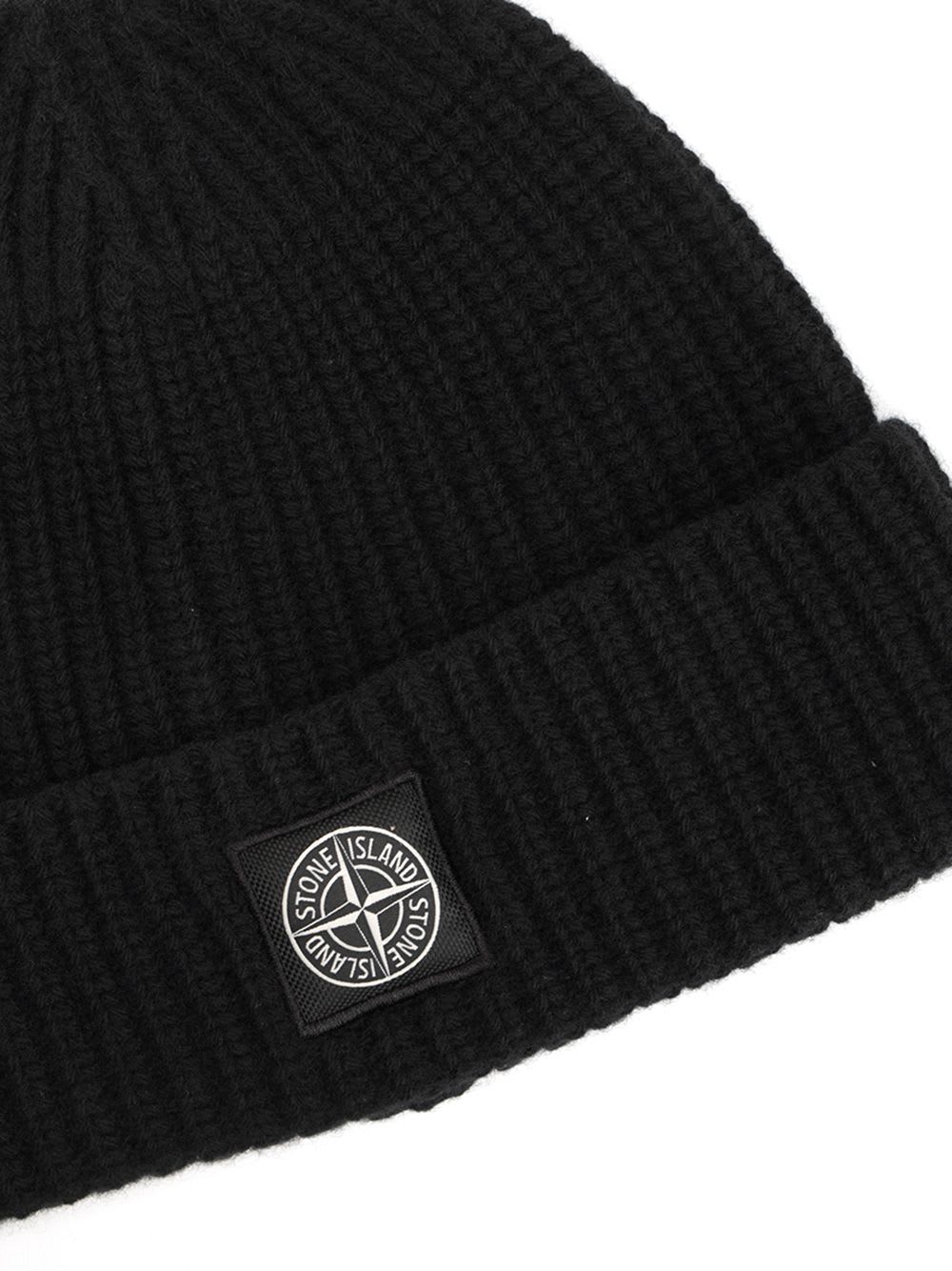 Stone Island Light Rws Geelong Wool Hats Black In Black