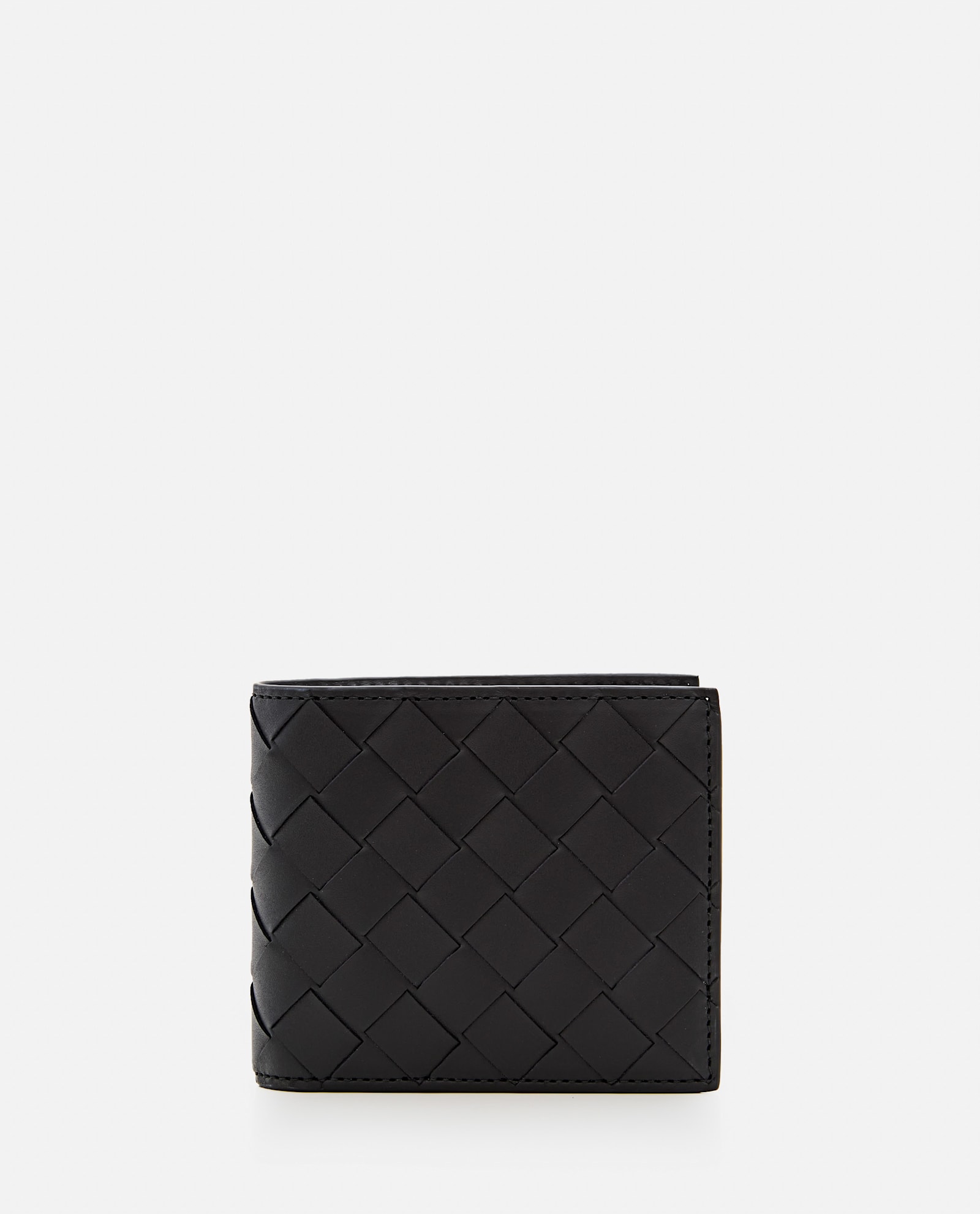 Shop Bottega Veneta Intrecciato Leather Wallet In Black