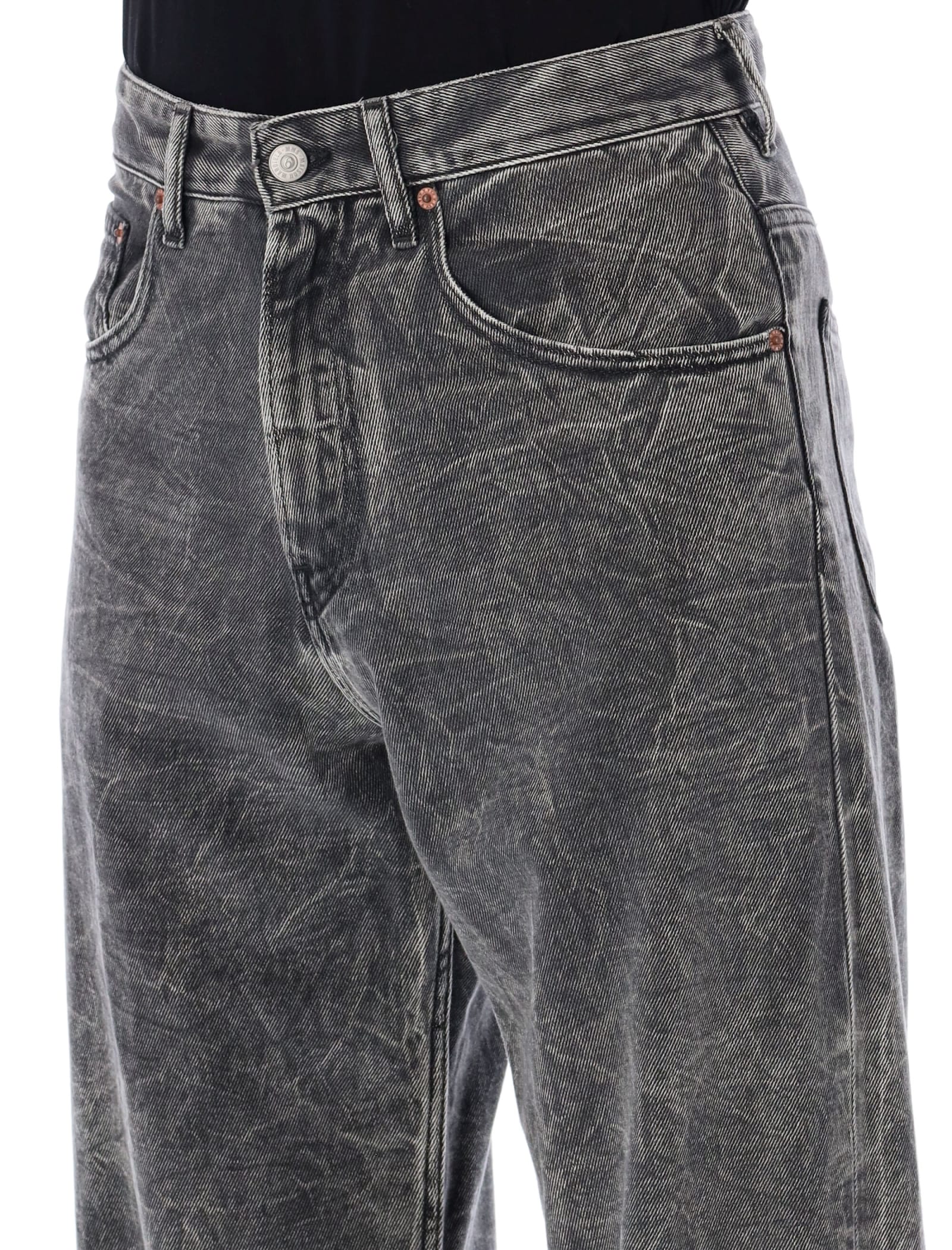 Shop Mm6 Maison Margiela Wide Denim In Grey Wash