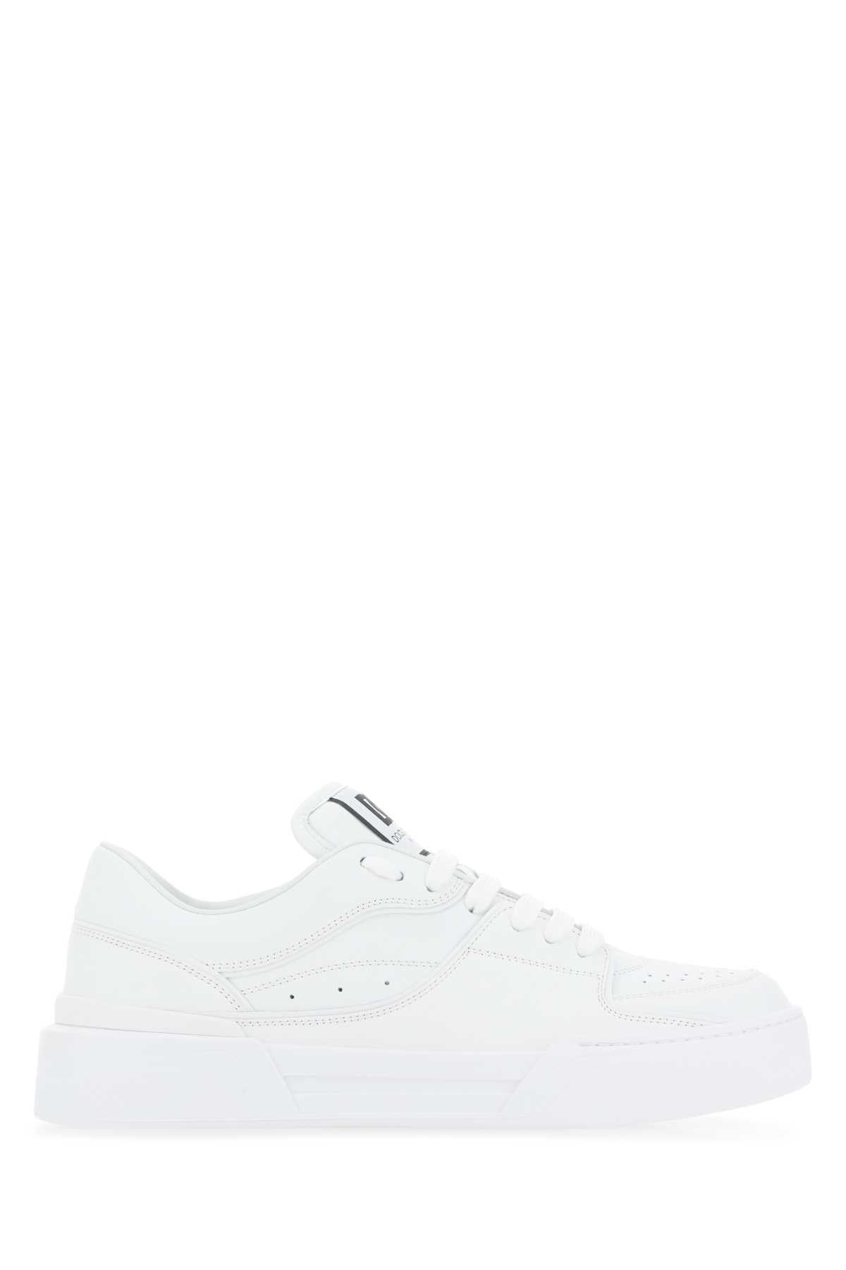 Shop Dolce & Gabbana White Leather New Roma Sneakers In 80001