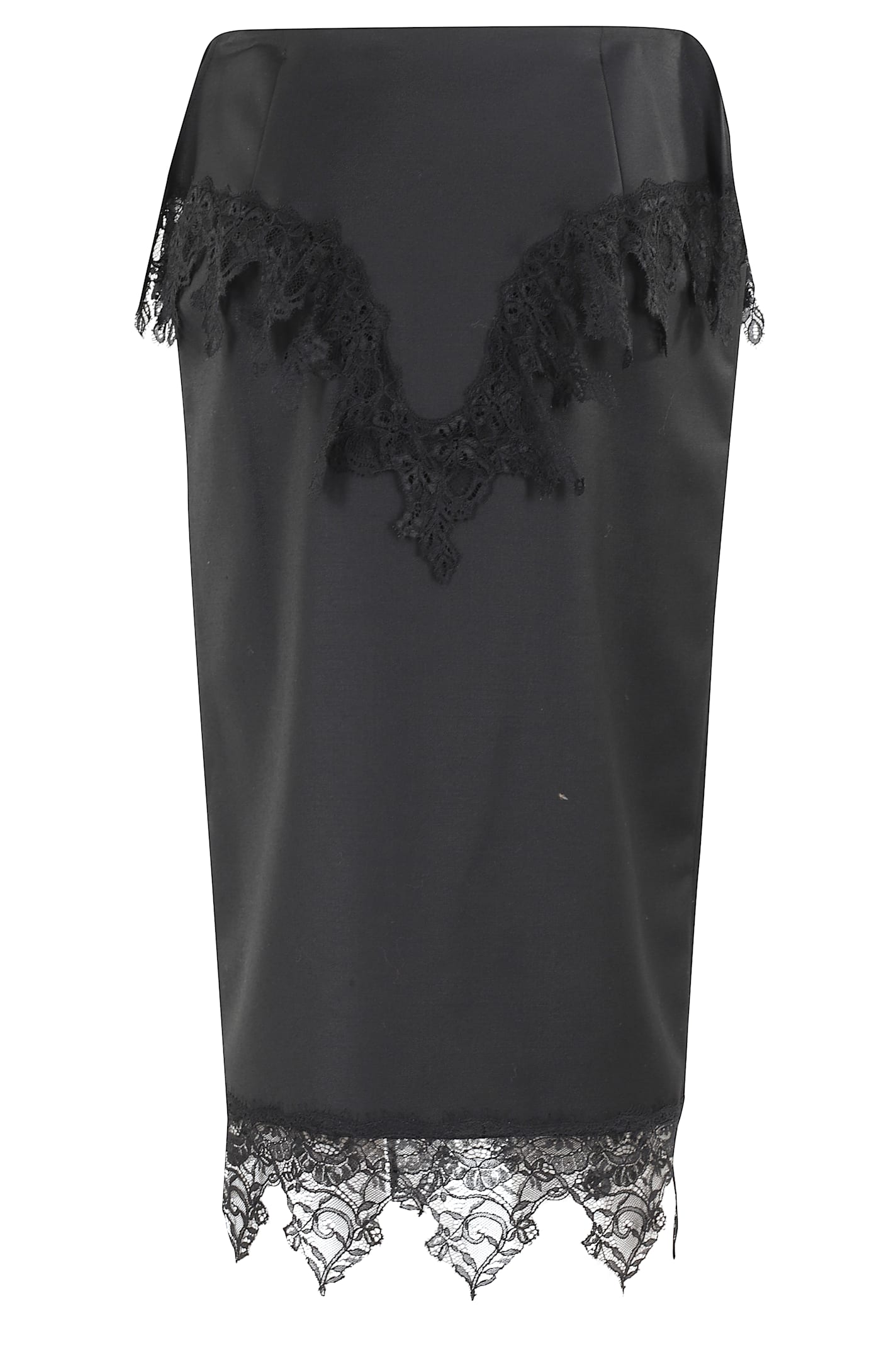 Blumarine Twill Skirt W Lace In Black