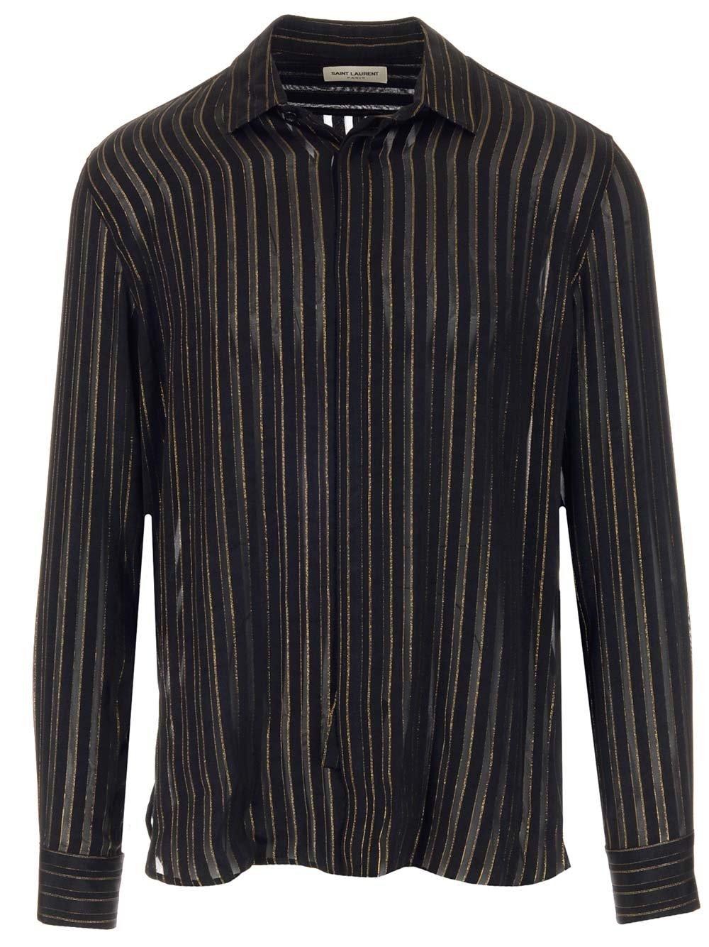 Saint Laurent Yves Striped Long-sleeved Shirt