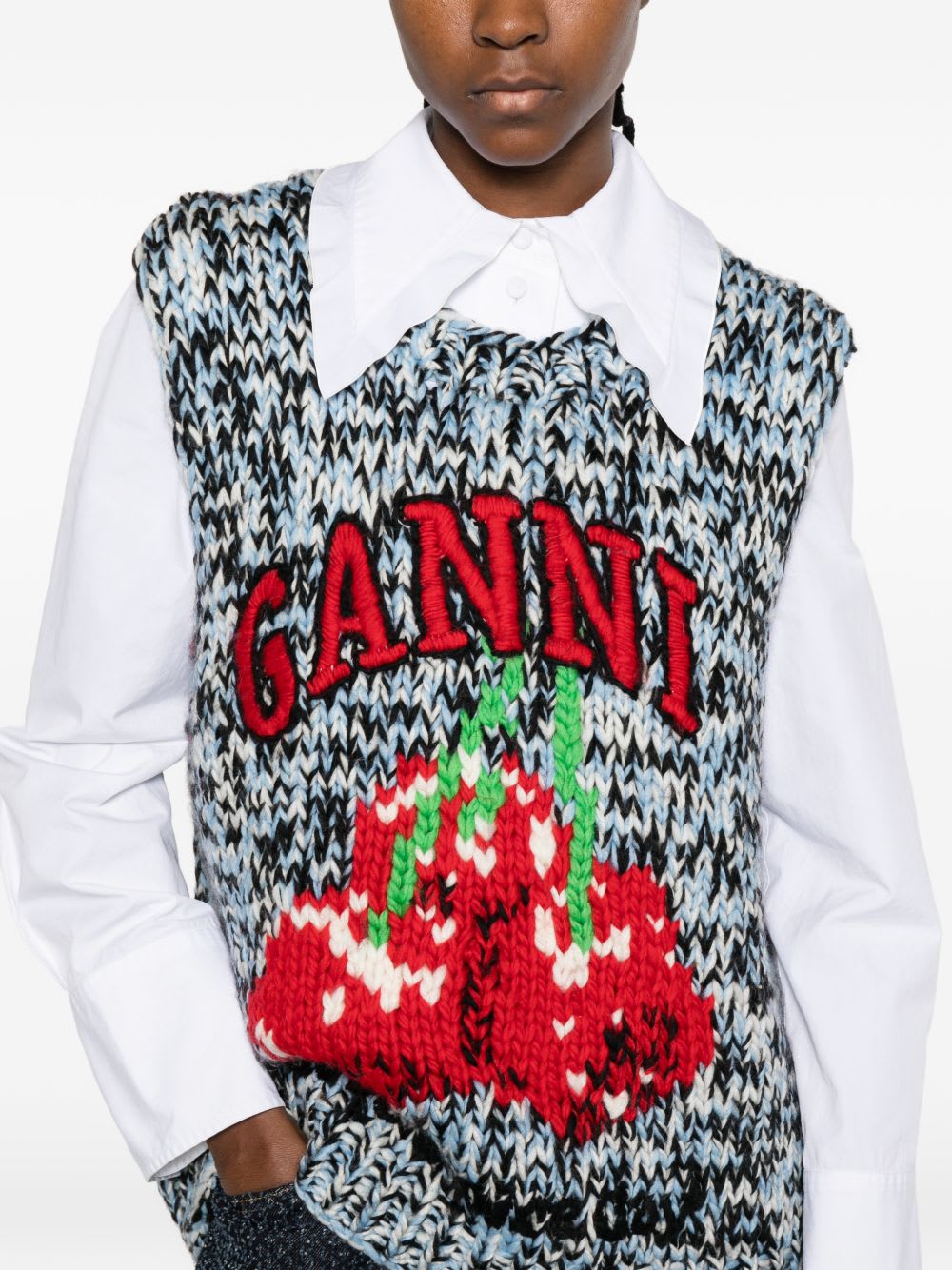 Ganni Wool Vest In Gray