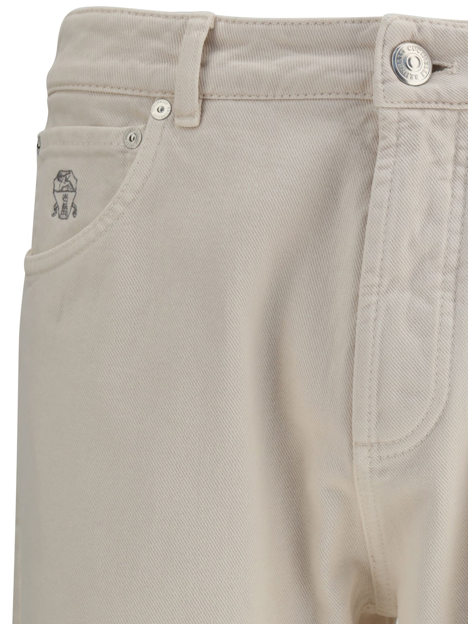 Brunello Cucinelli Comfortable Fit Dyed Jeans With Turn-up Hems In Neutral