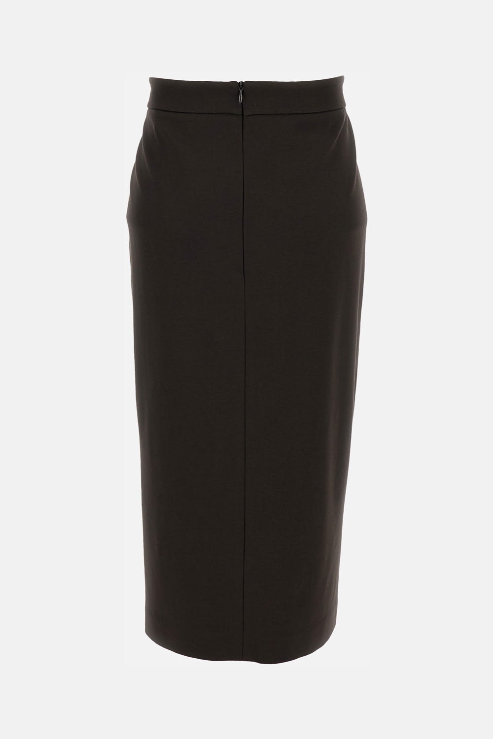 True Royal Zip-up Pencil Midi Skirt In Brown