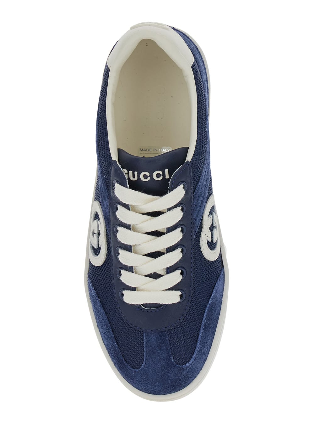 Gucci Interlocking G Suede-trimmed Sneakers In Blue