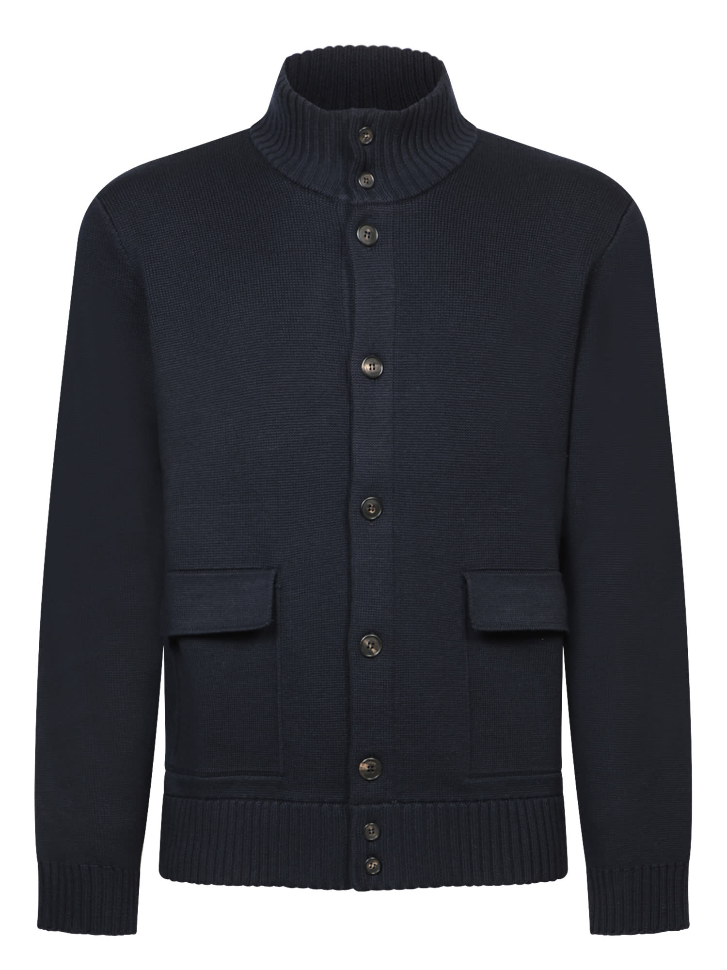 Shop Zanone Brera Blue Wool Cardigan