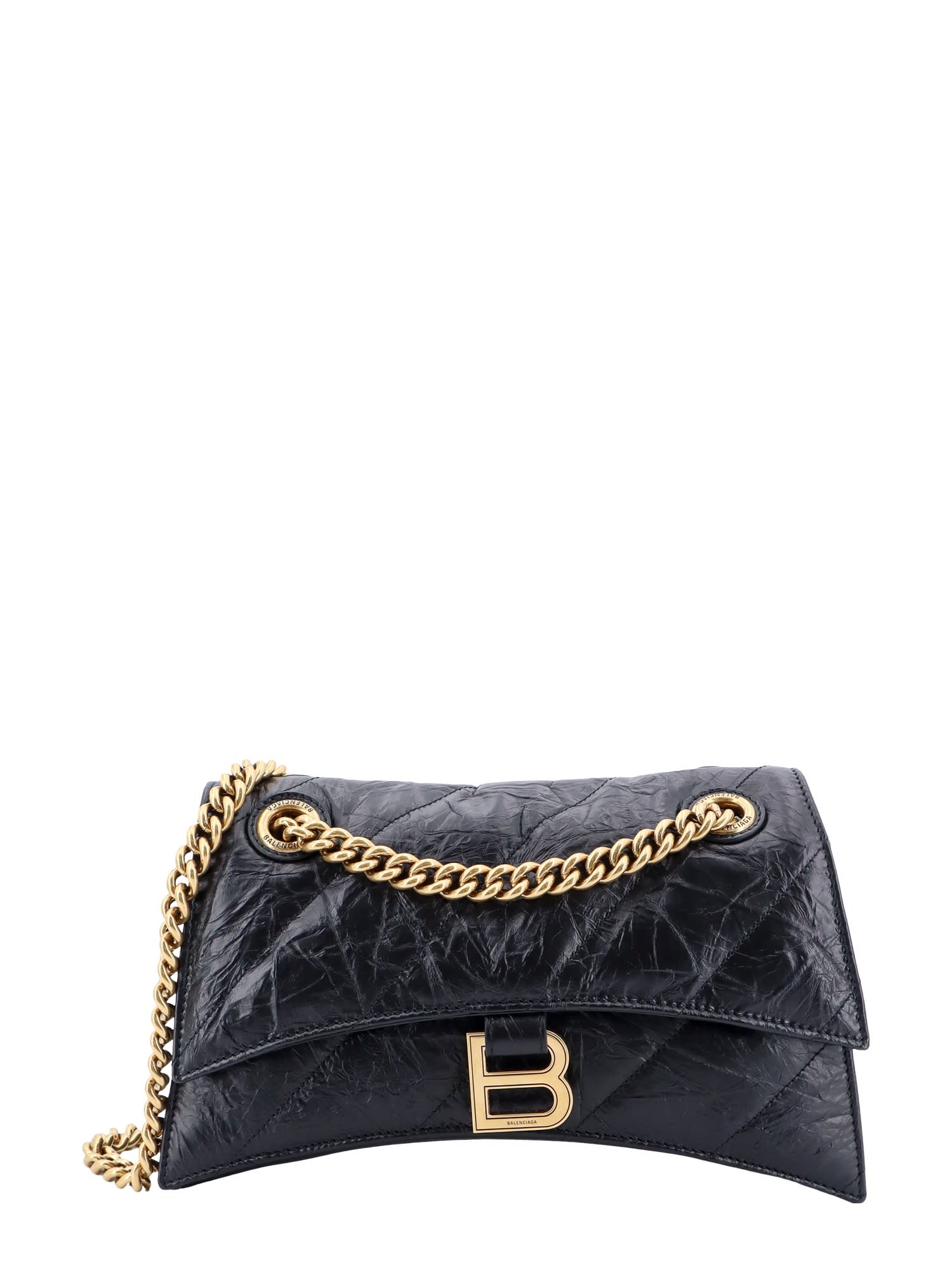 Shop Balenciaga Crush Shoulder Bag In Black