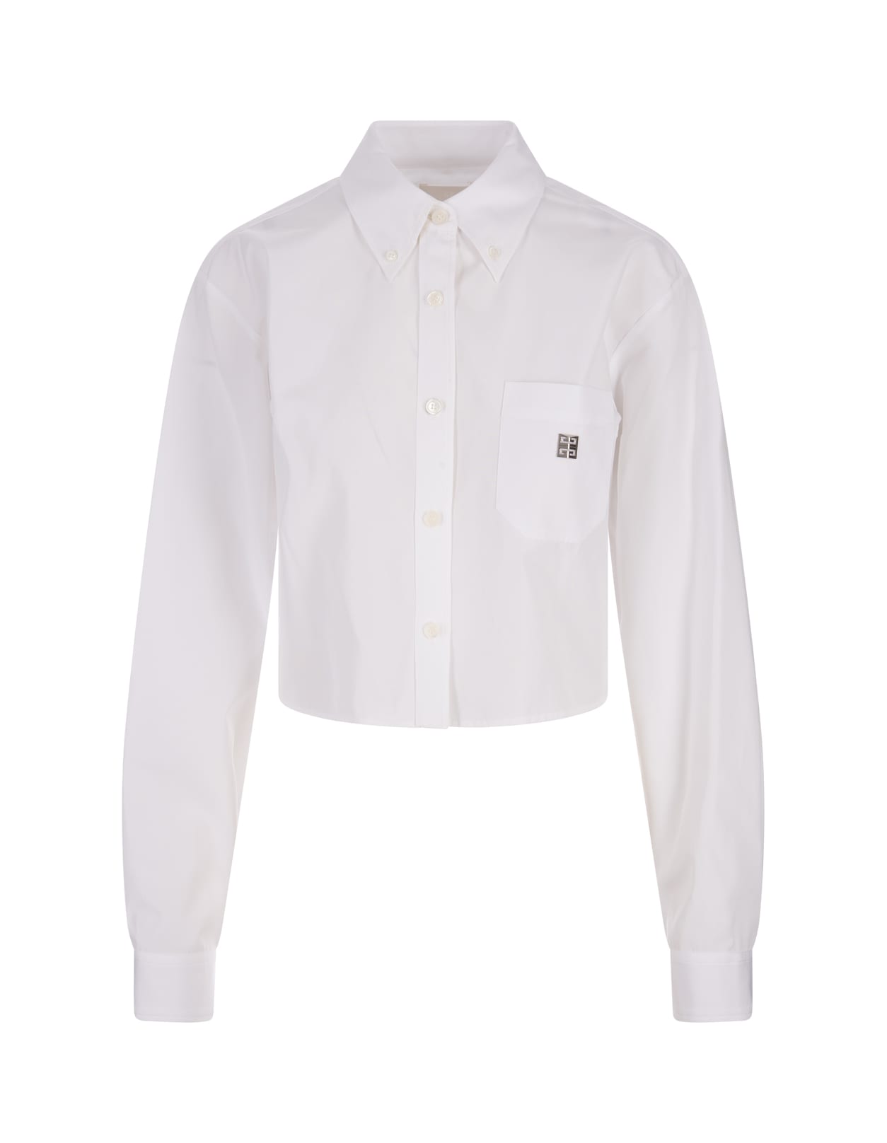 Shop Givenchy Stone Grey Poplin Short Shirt In White