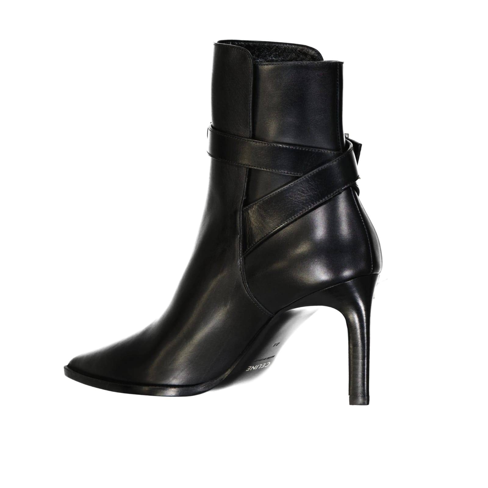 Shop Celine Jodphur Leather Boots In Black
