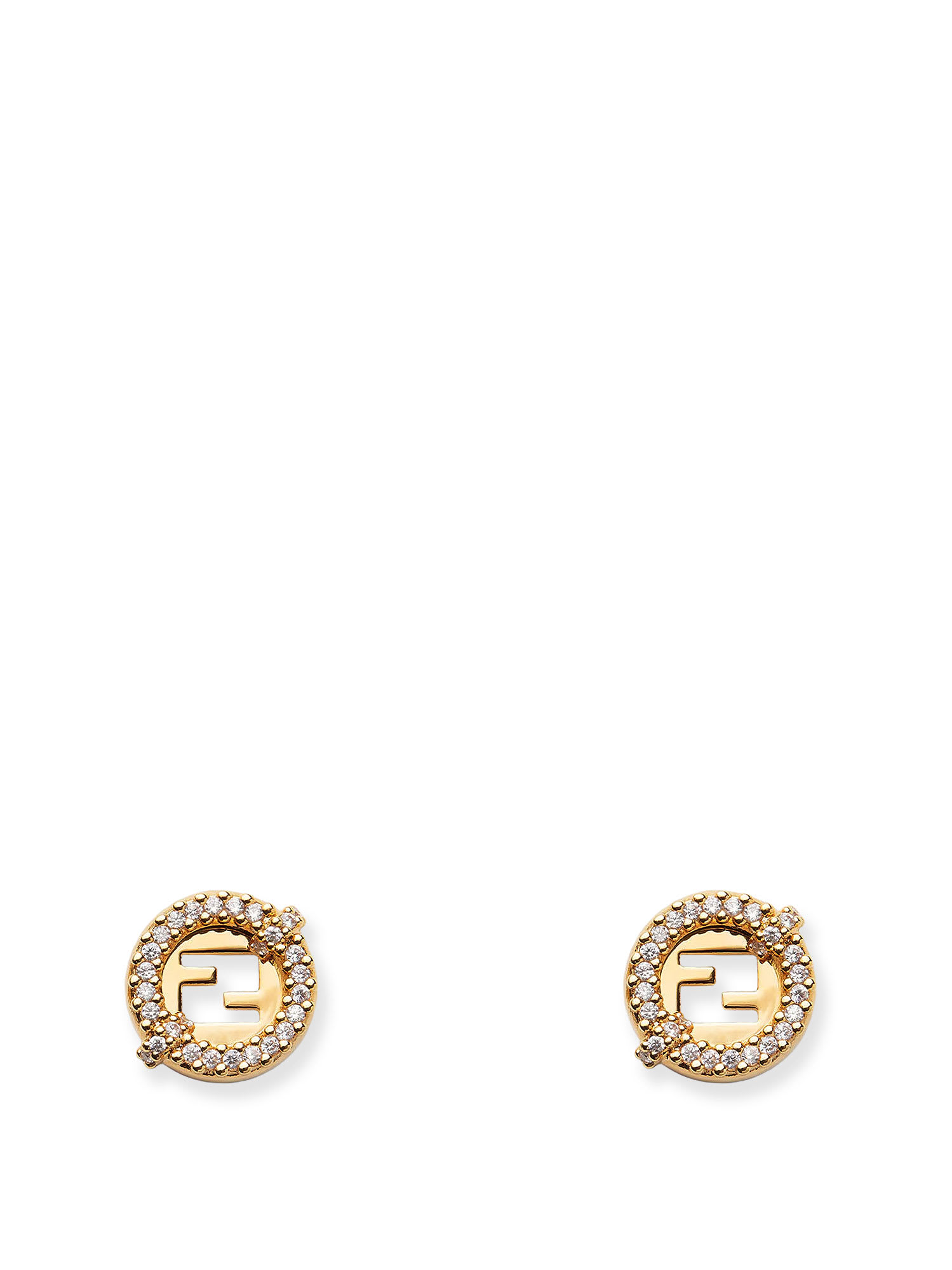 Fendi Everround Metal Earrings With Rhinestones In Gold