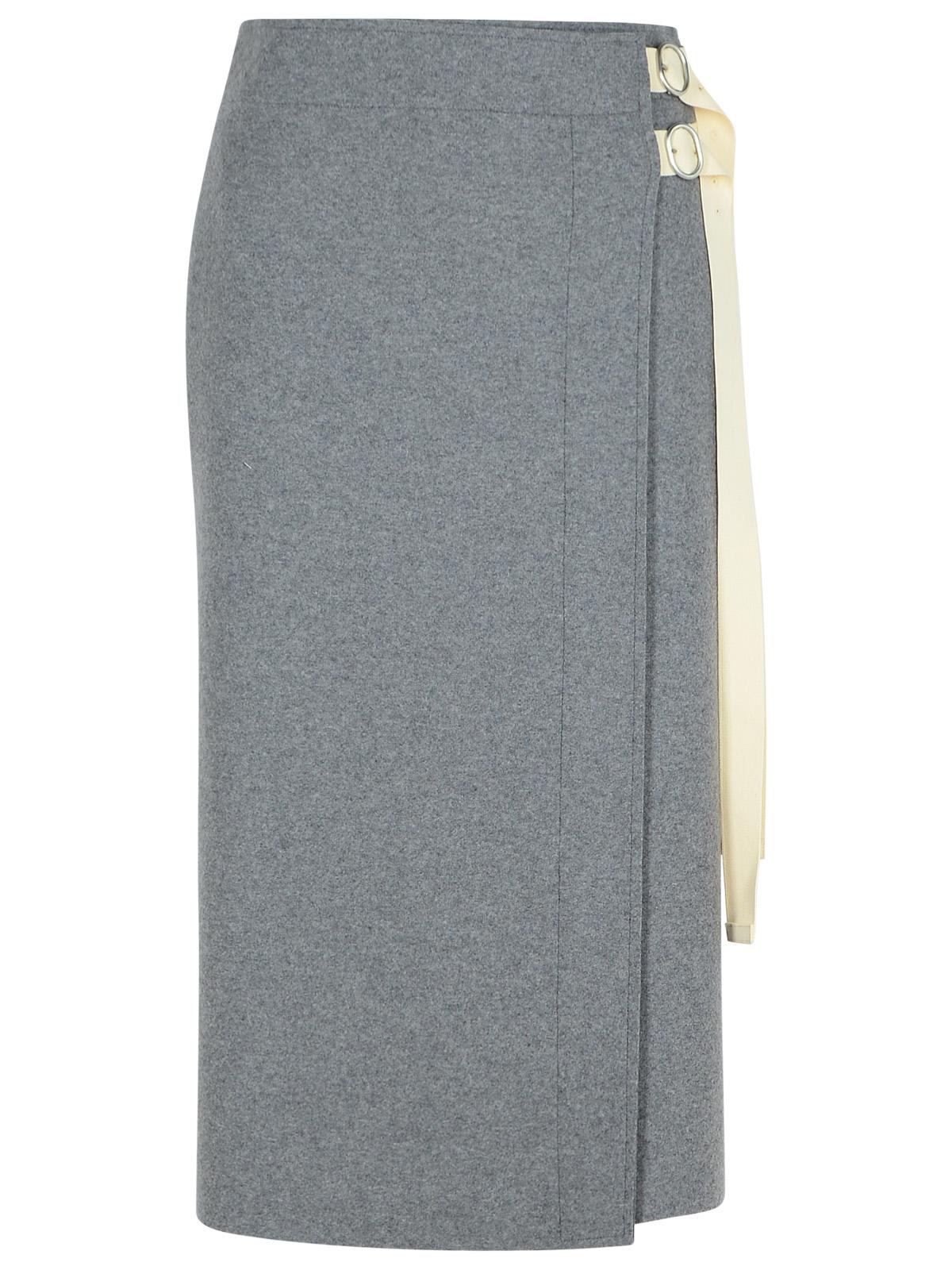 JIL SANDER GREY WOOL BLEND SKIRT 