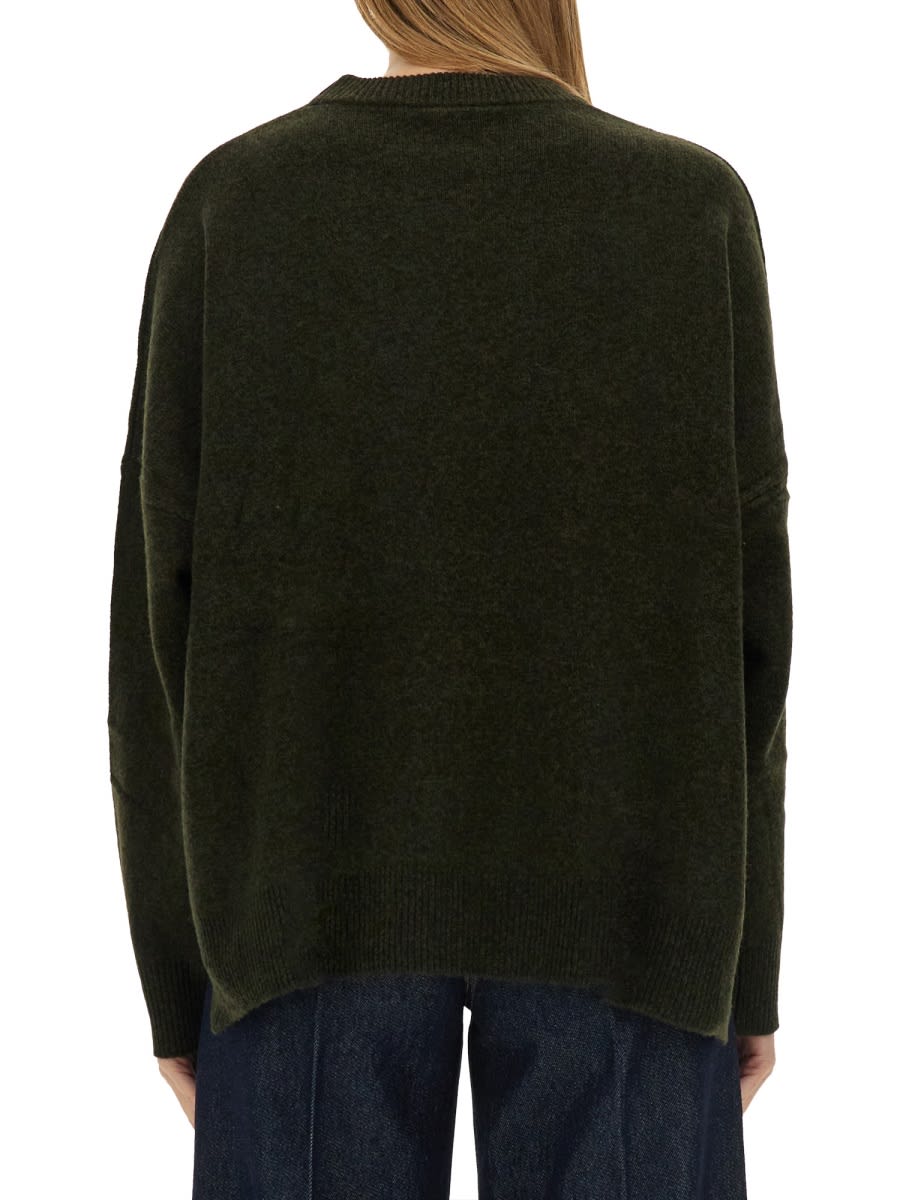 Aspesi Relaxed Fit Green Wool Jersey Sweater In Green