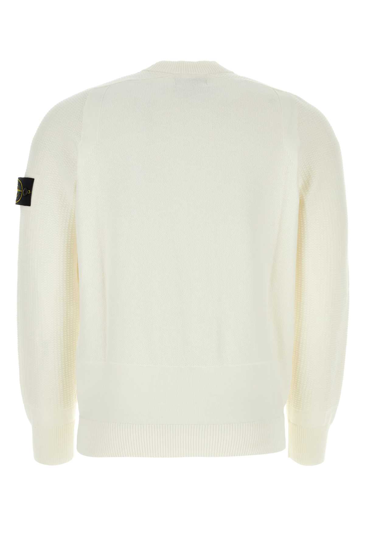 Stone Island Ivory Cotton Sweater In Wht