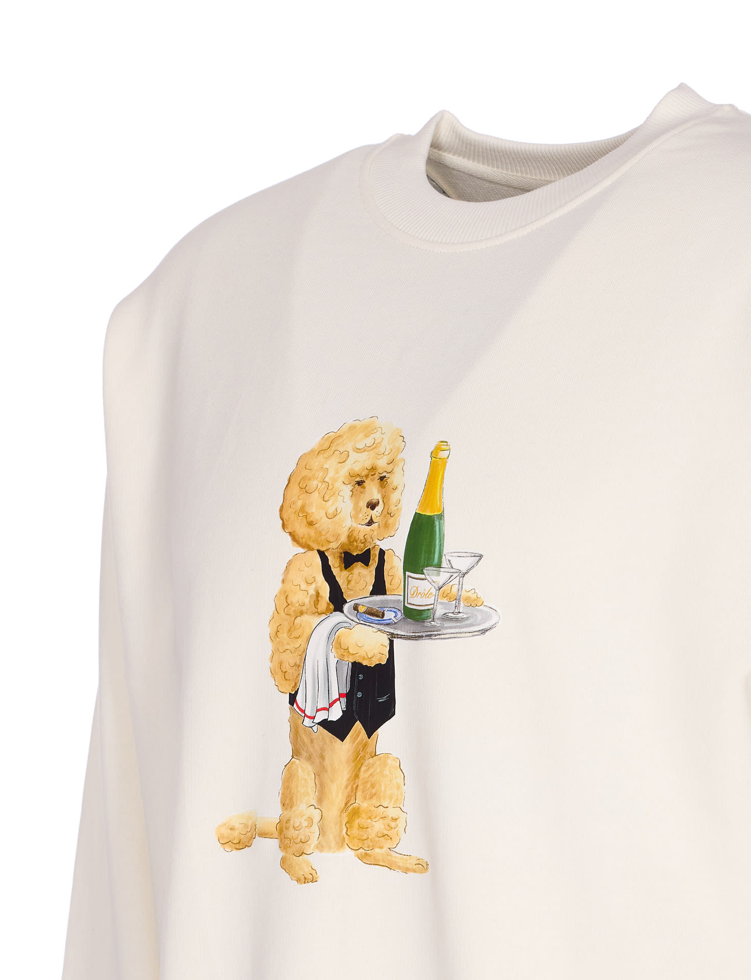 Drôle De Monsieur Crewneck Sweatshirt With Bold Logo Detail In Neutral