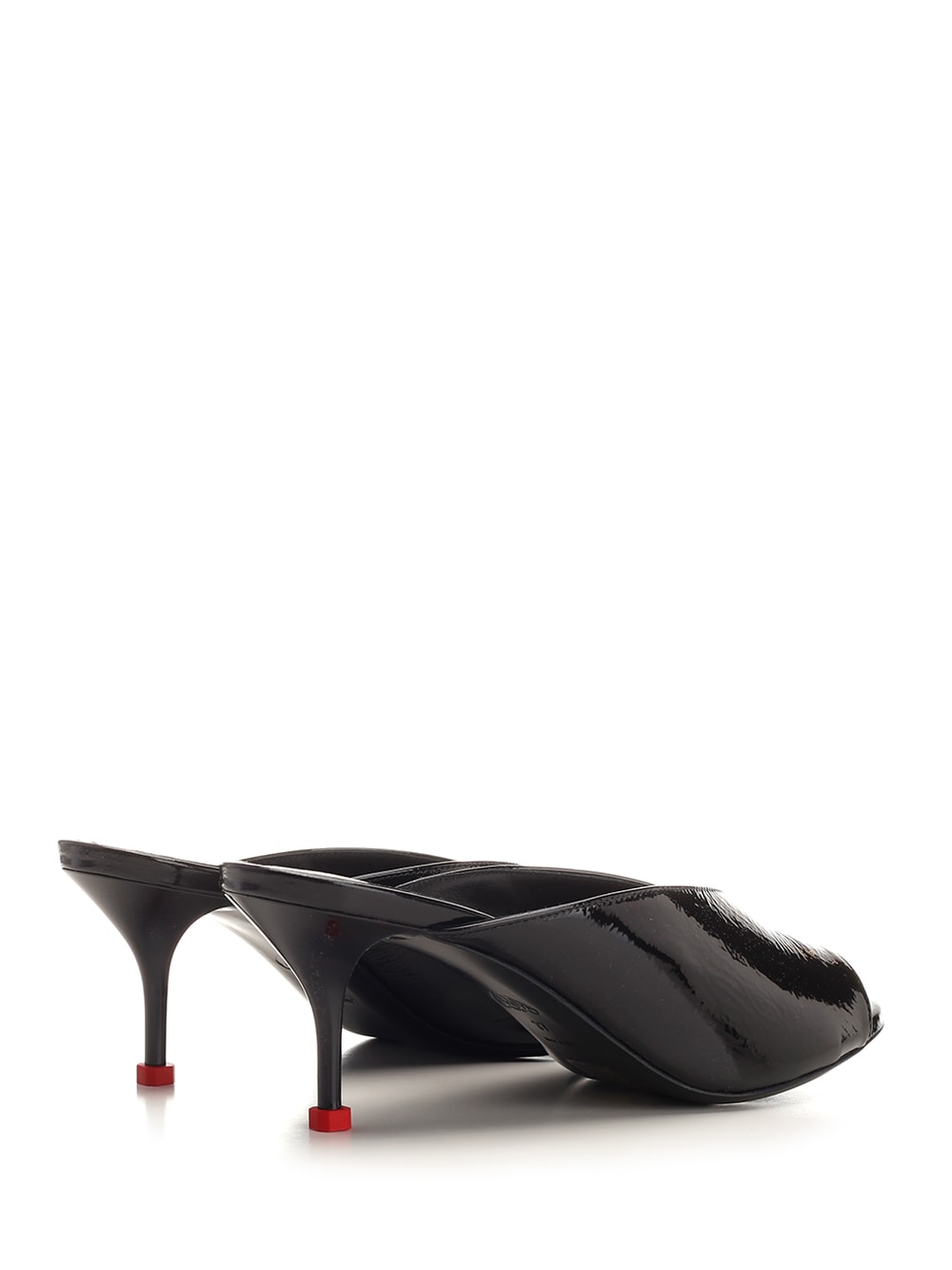 Shop Alexander Mcqueen Lacquered Leather Mules In Black