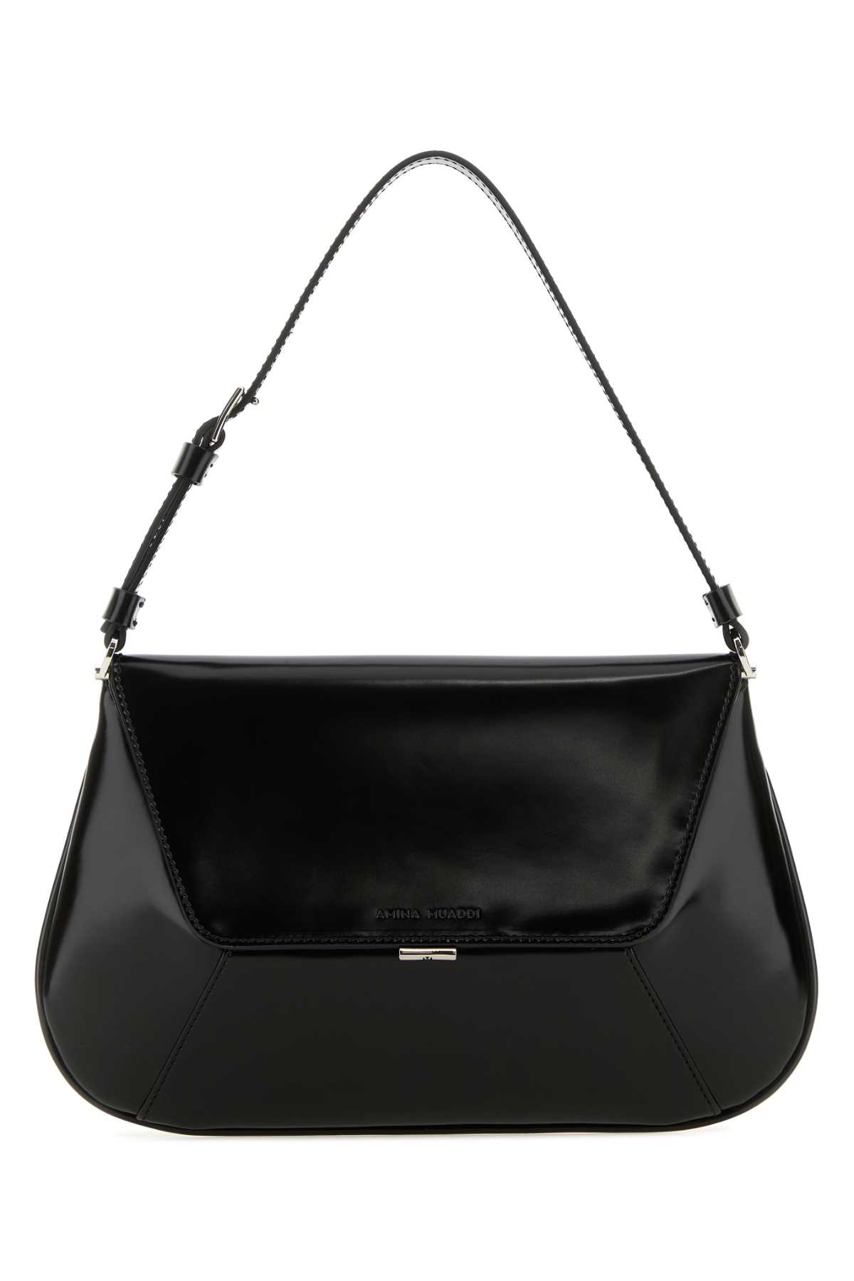 Black Leather Ami Shoulder Bag