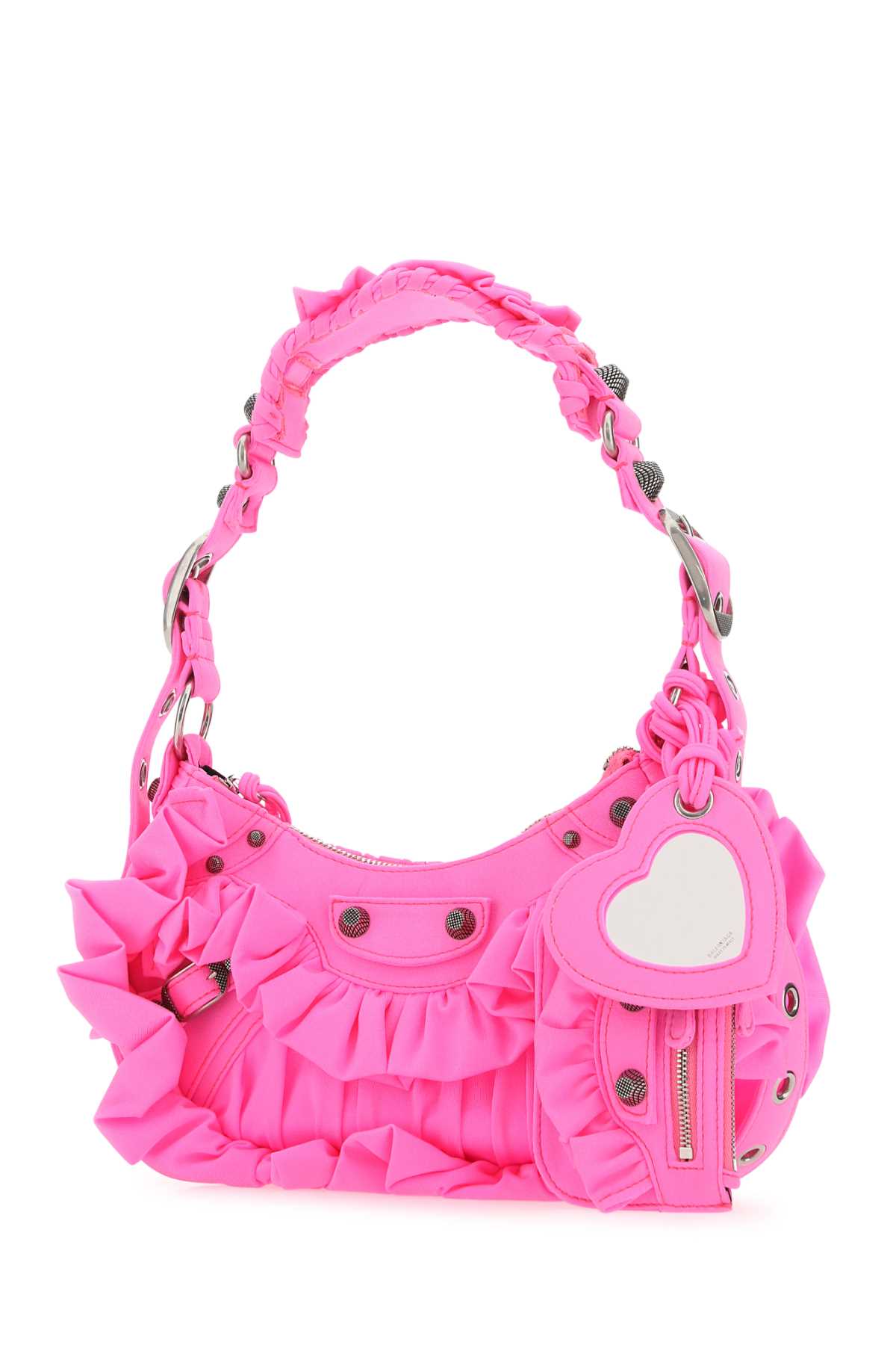 Shop Balenciaga Fluo Pink Fabric Le Cagole Xs Shoulder Bag In 5627