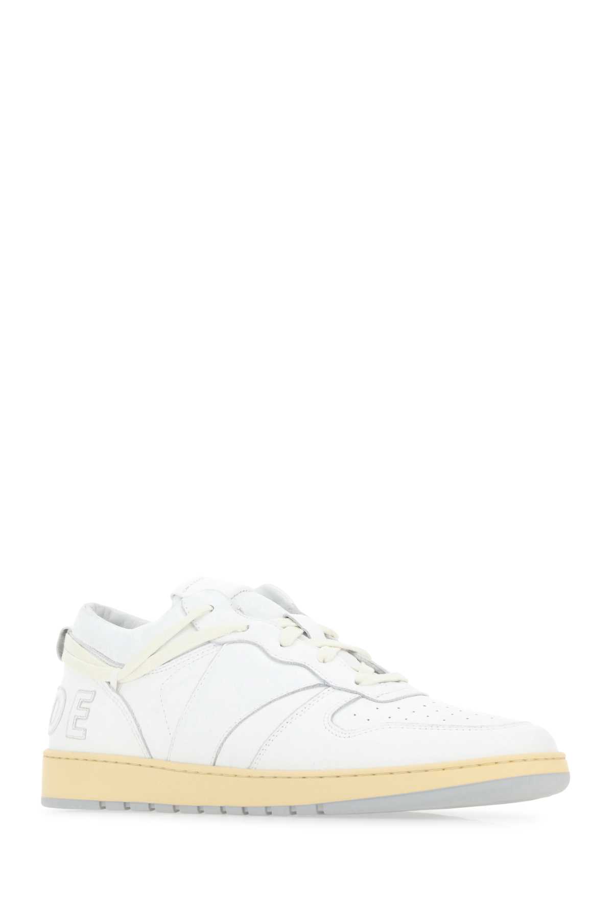Shop Rhude White Leather Rhecess Sneakers In 0444