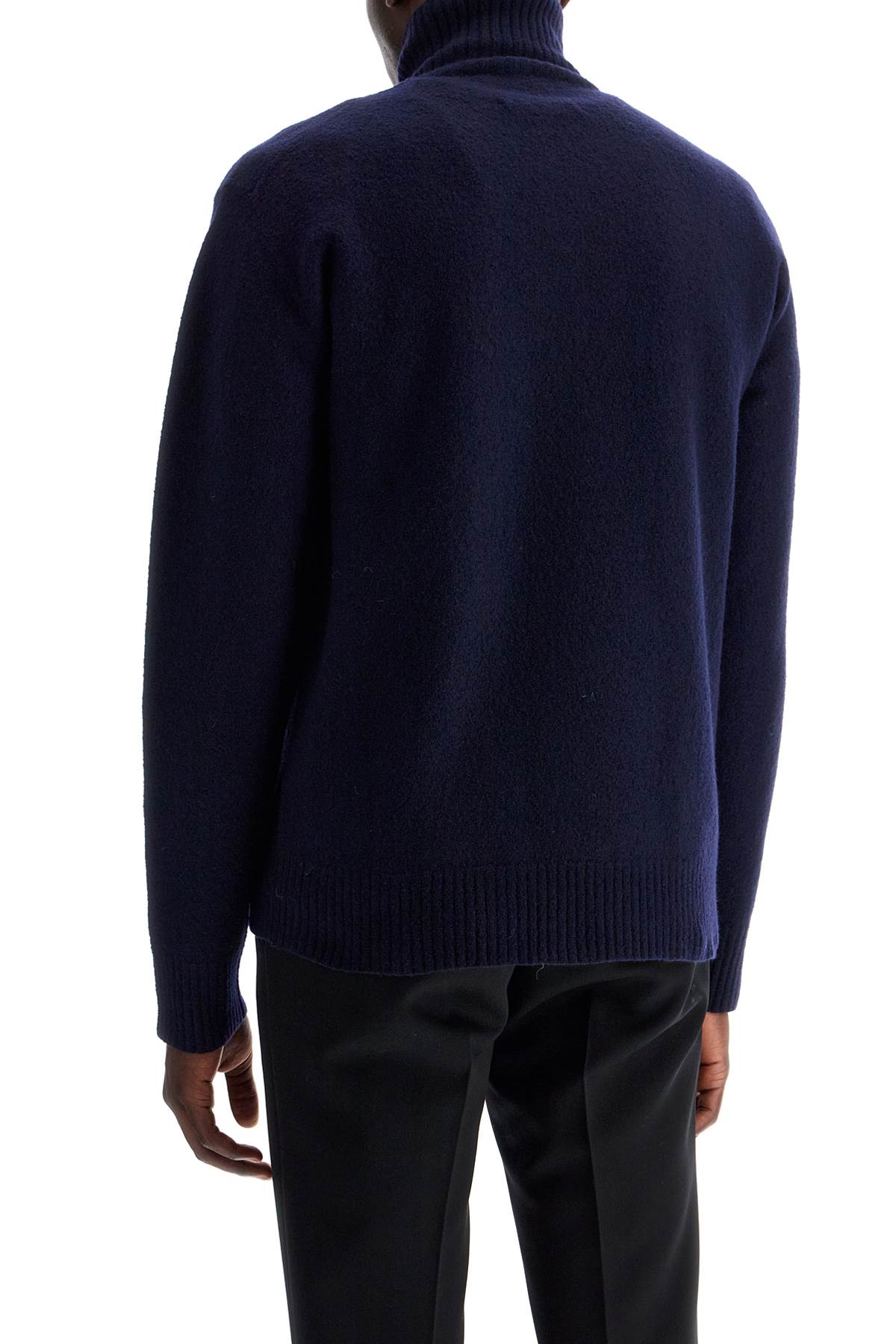 Shop Jil Sander High-neck Wool Pullover Sweater In Navy (blue)