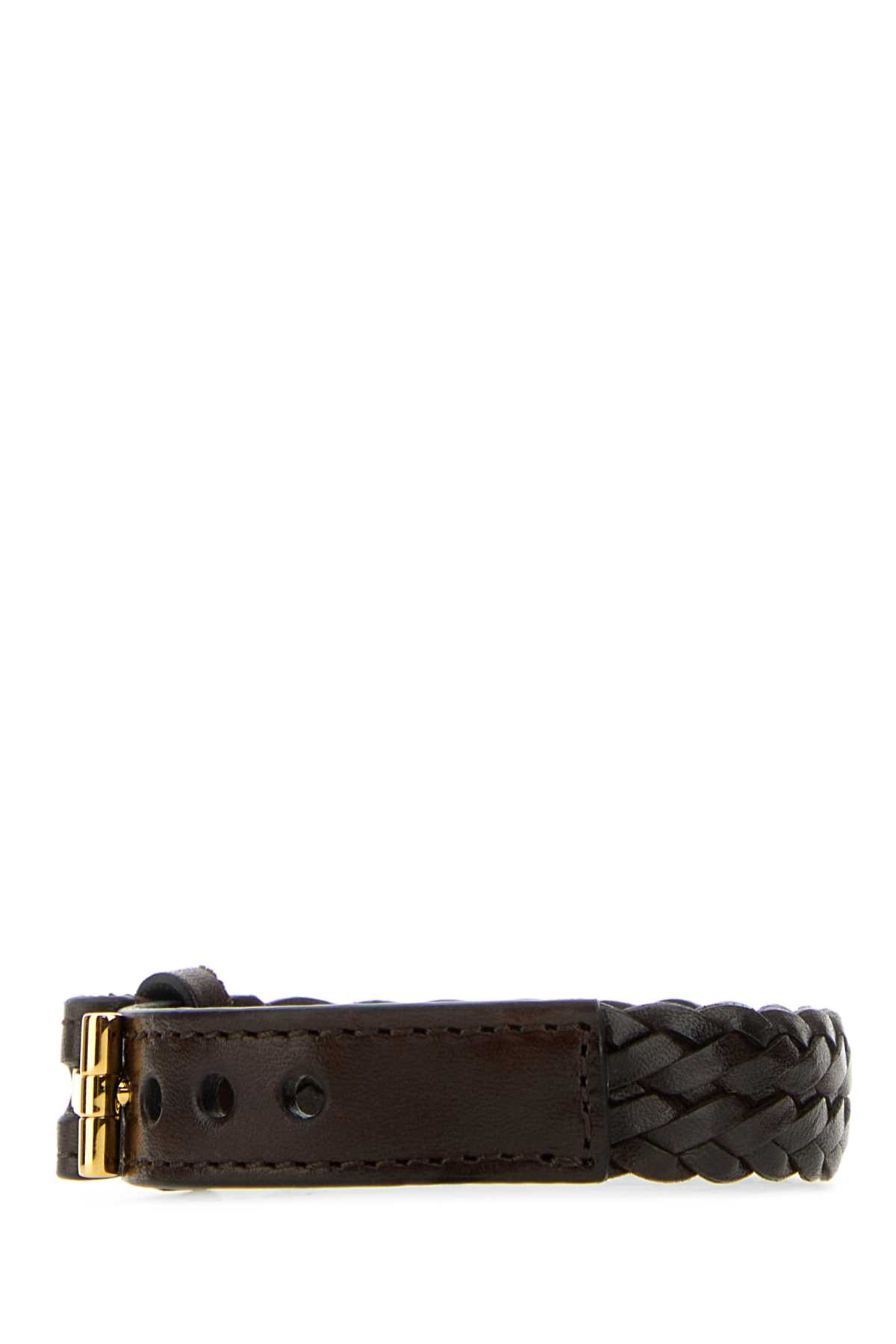 Shop Tom Ford Dark Brown Leather Bracelet In Darkbrown