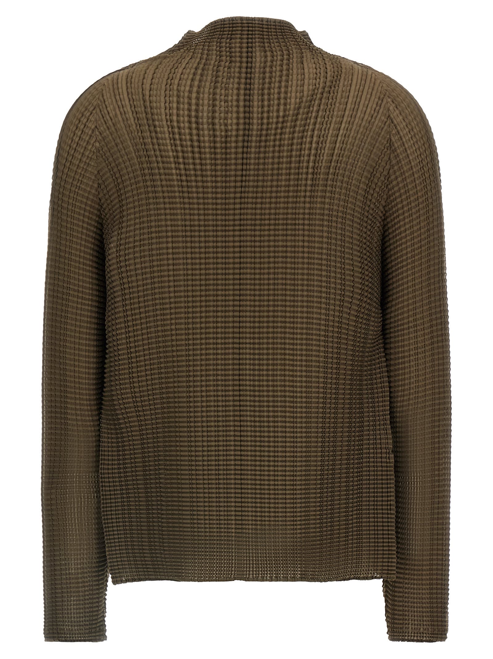 Issey Miyake Wooly Pleats-58 Cardigan In Green