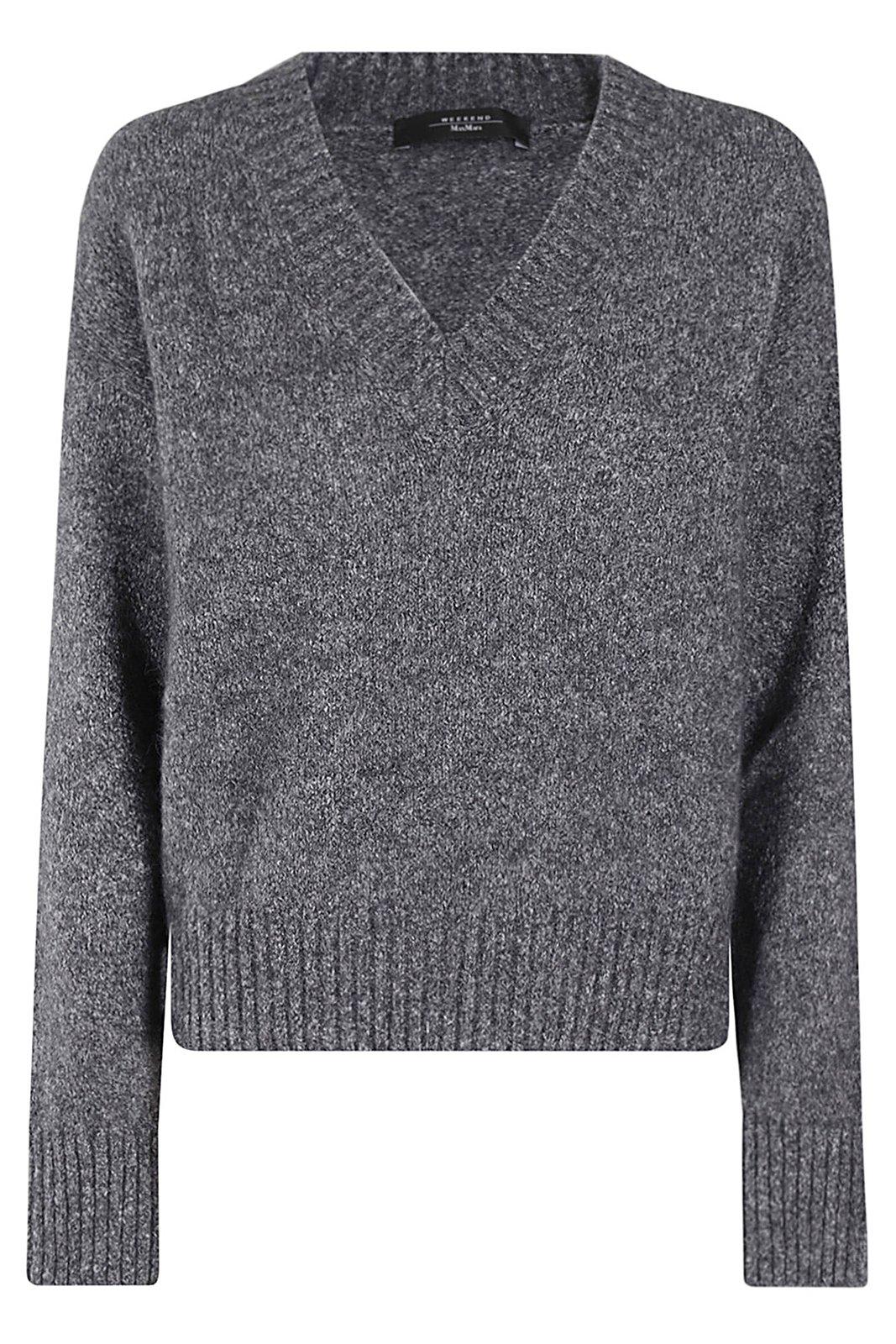 Shop Weekend Max Mara V-neck Long-sleeved Jumper In 008 Antracite