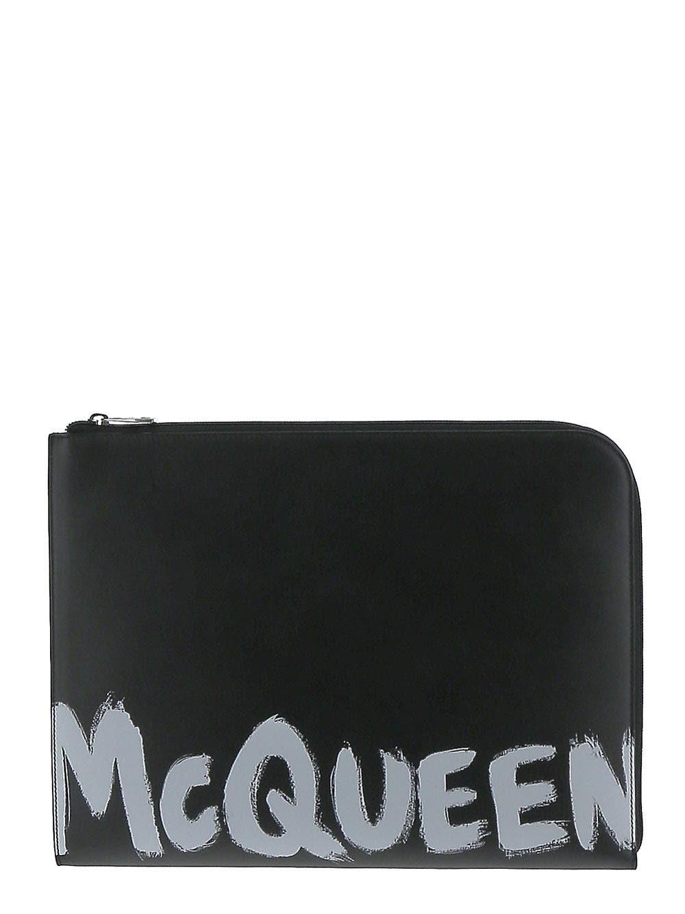 Shop Alexander Mcqueen Graffiti Print Pouch In Black