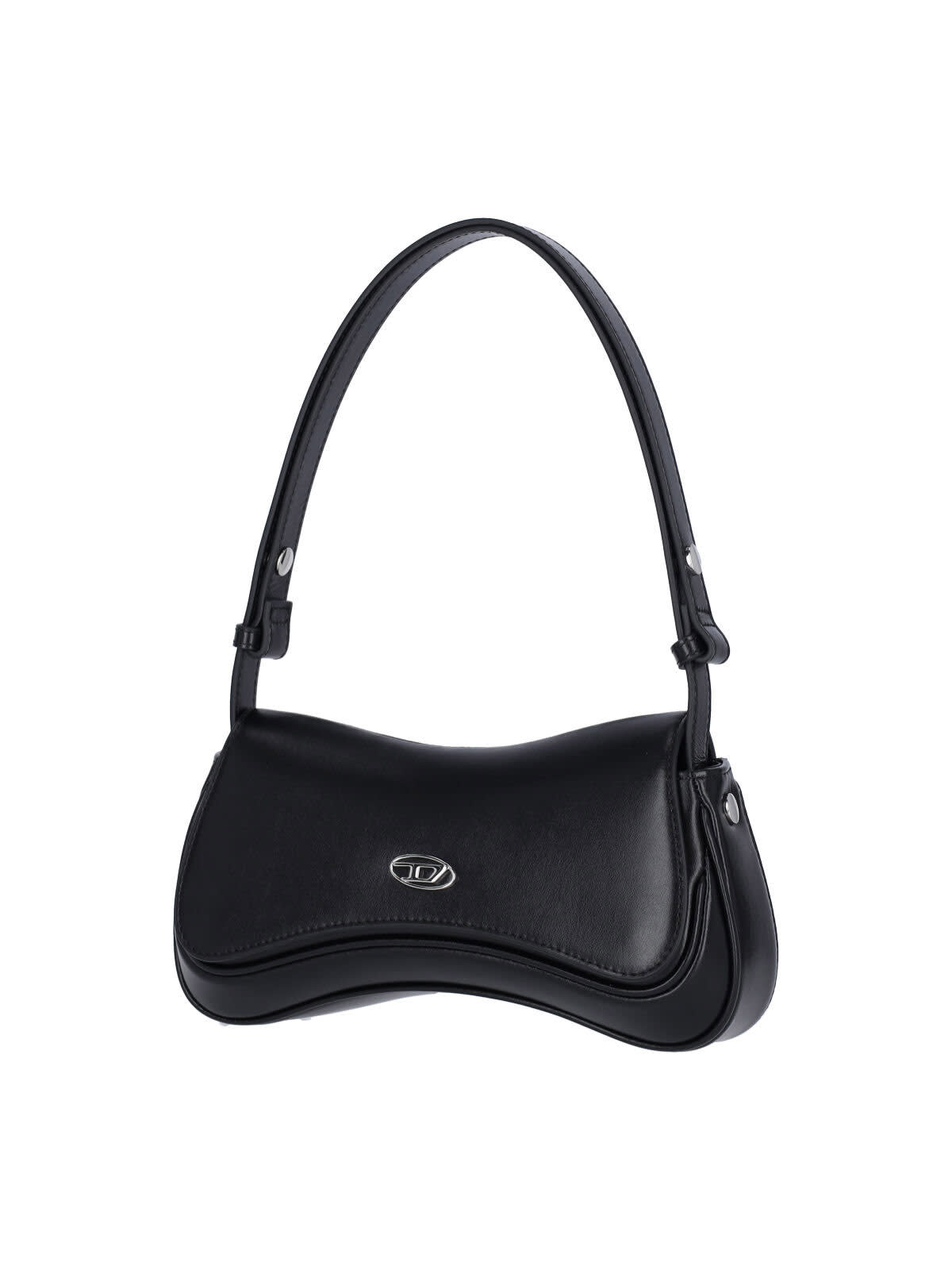 Diesel Curved Silhouette Clutch With Adjustable Strap In Black