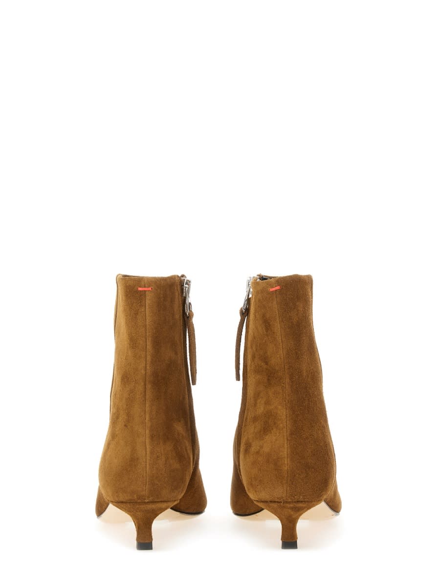Aeyde Suede Kitten Heel Pointed Toe Boots In Brown