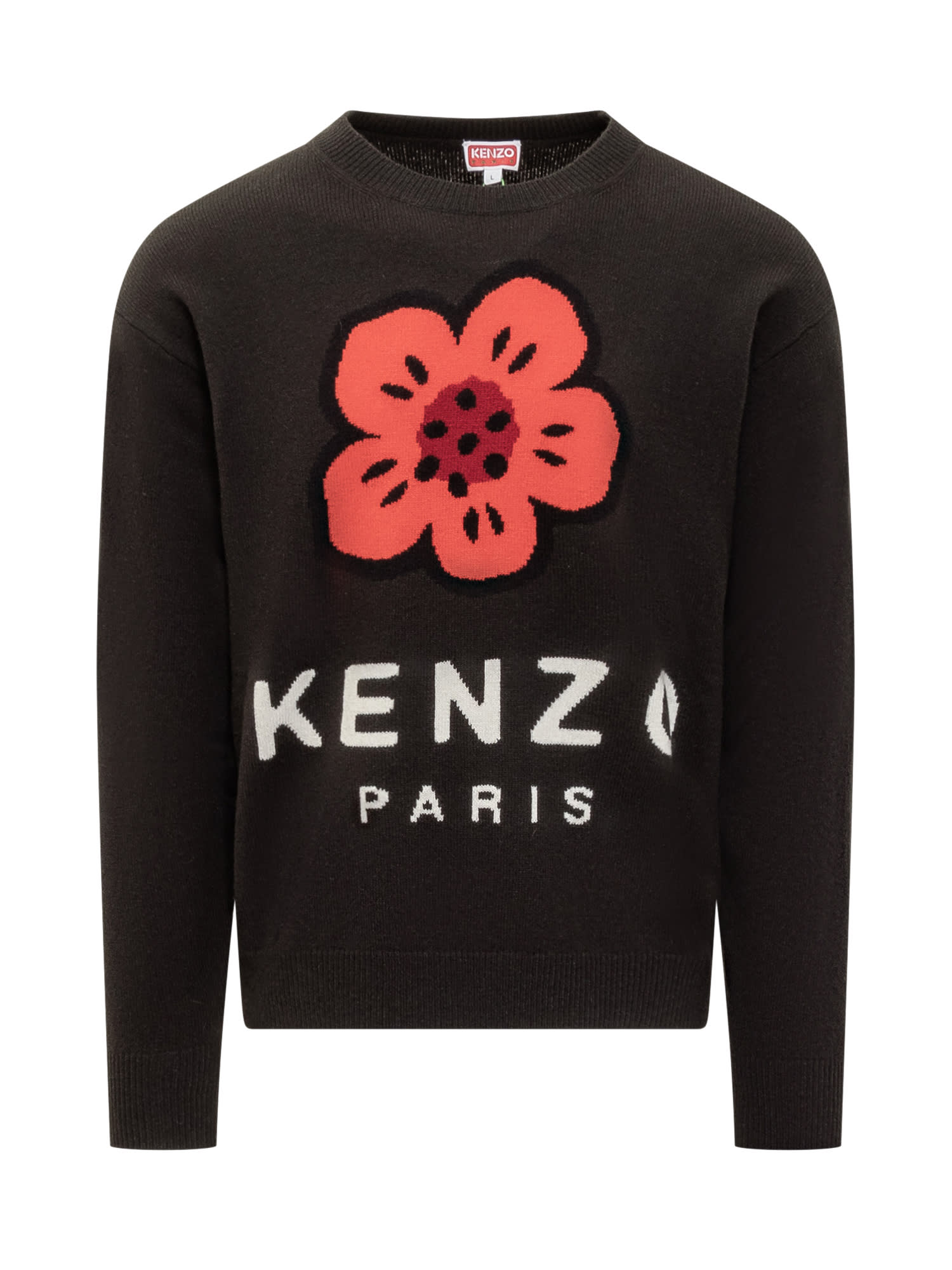 Shop Kenzo Sweater With  Flower Logo  In Black